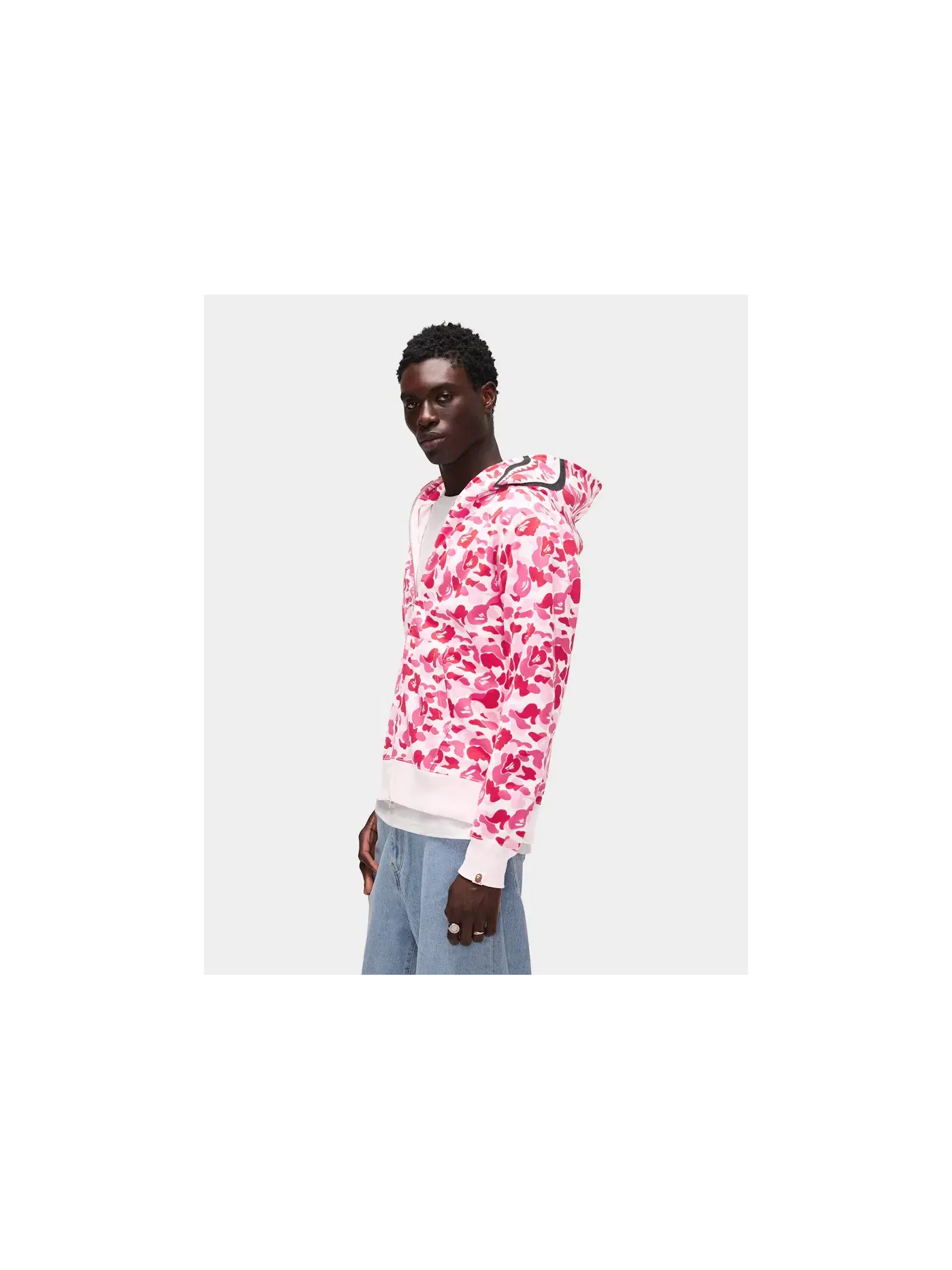 Мужская худи с капюшоном с принтом ABC Camo Shark Full Zip BAPE — изображение 4 из 6, розовый
