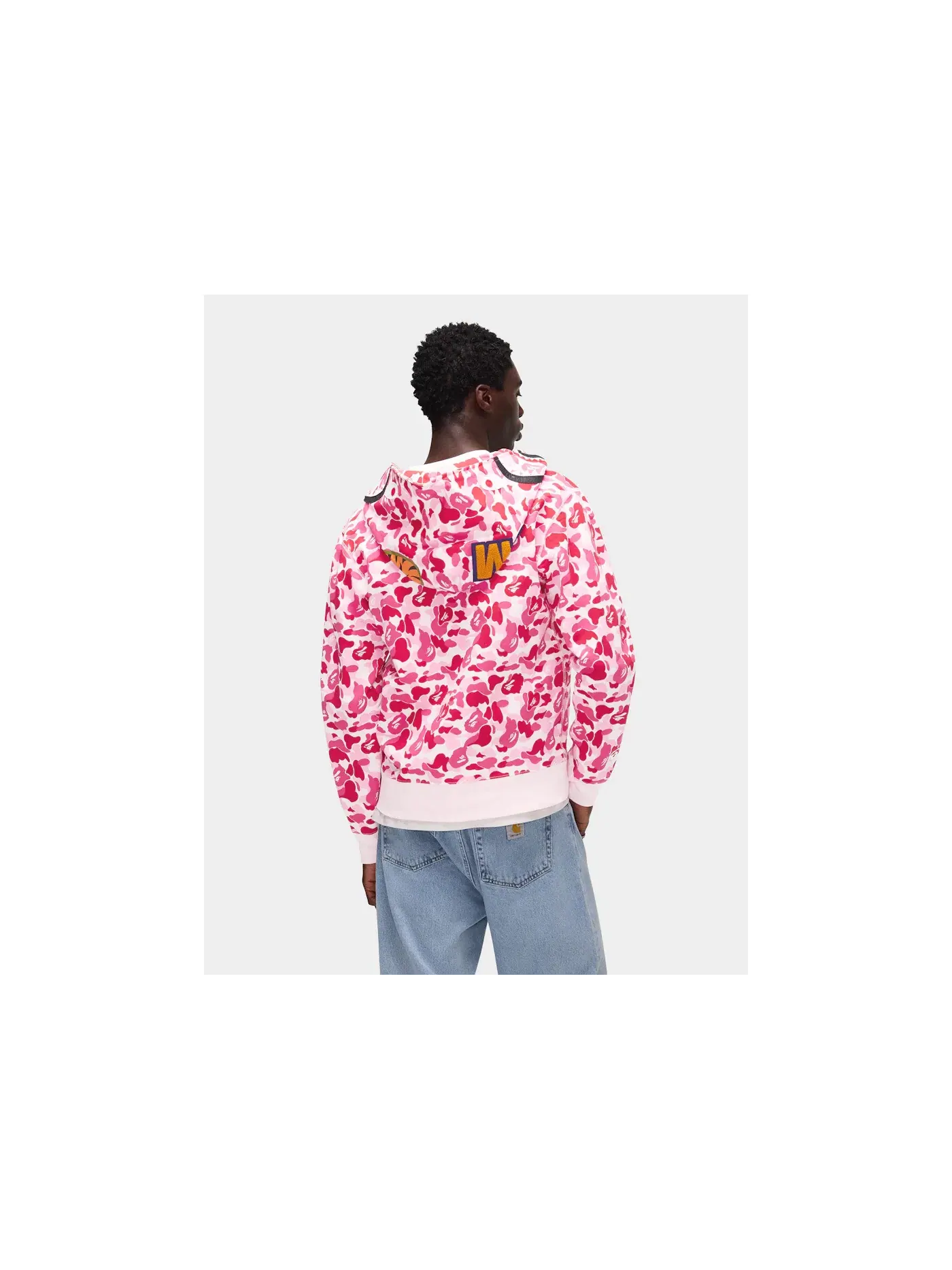 Мужская худи с капюшоном с принтом ABC Camo Shark Full Zip BAPE — изображение 5 из 6, розовый