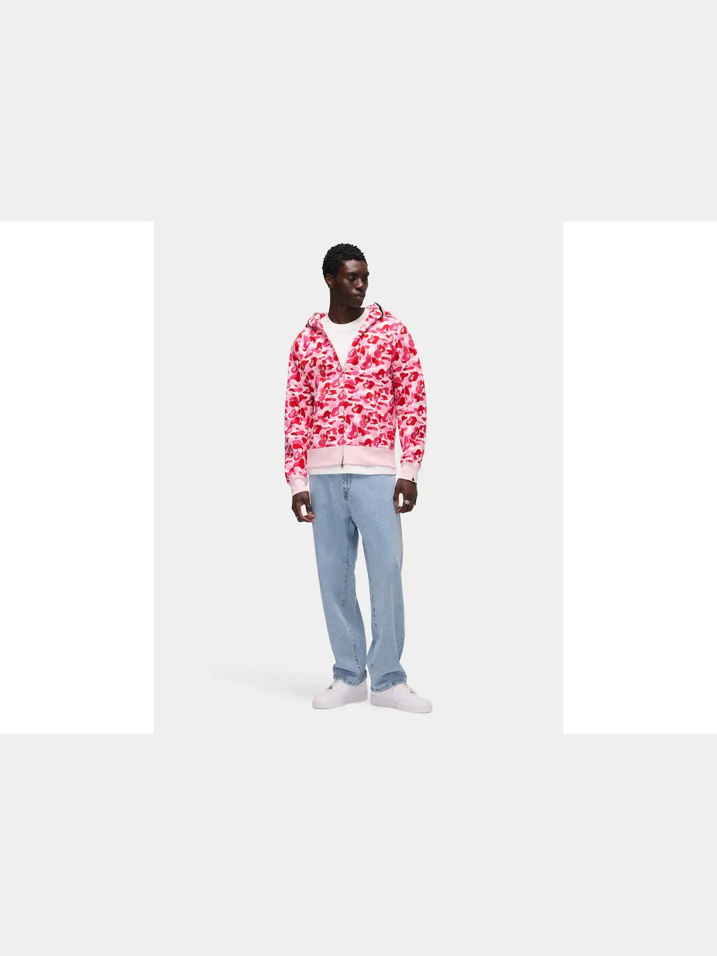 Мужская худи с капюшоном с принтом ABC Camo Shark Full Zip BAPE — изображение 6 из 6, розовый