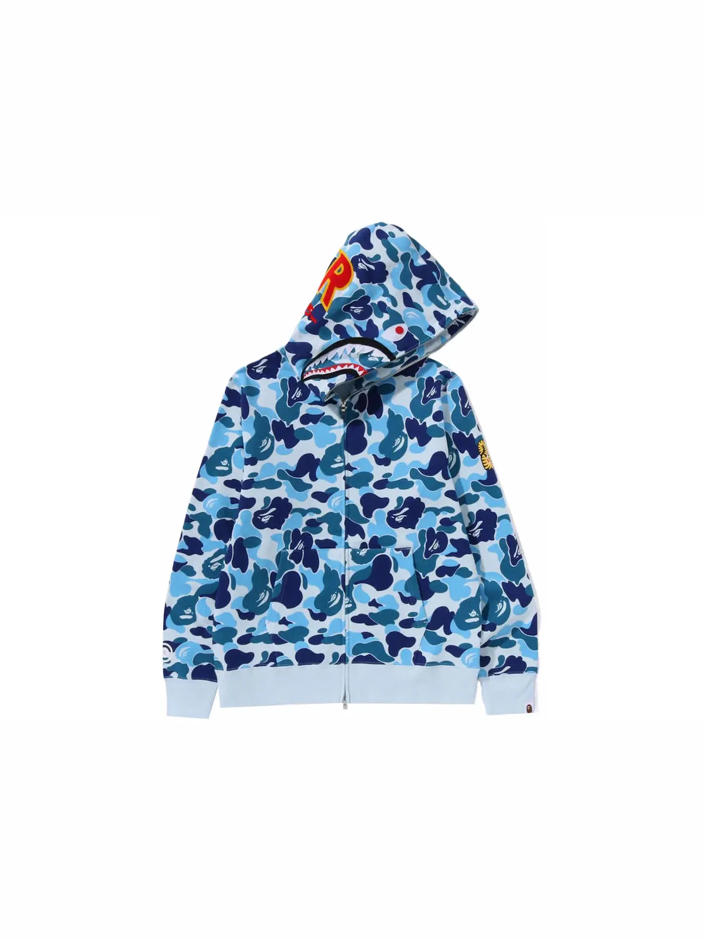 Мужская худи с камуфляжным принтом BAPE ABC Camo Shark PONR Full Zip Hoodie — изображение 1 из 3, синий