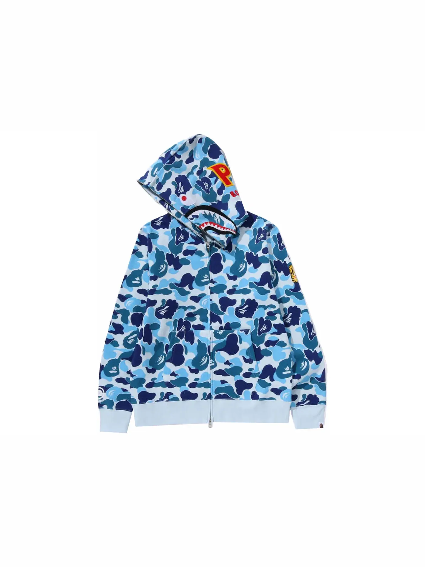 Мужская худи с камуфляжным принтом BAPE ABC Camo Shark PONR Full Zip Hoodie — изображение 2 из 3, синий