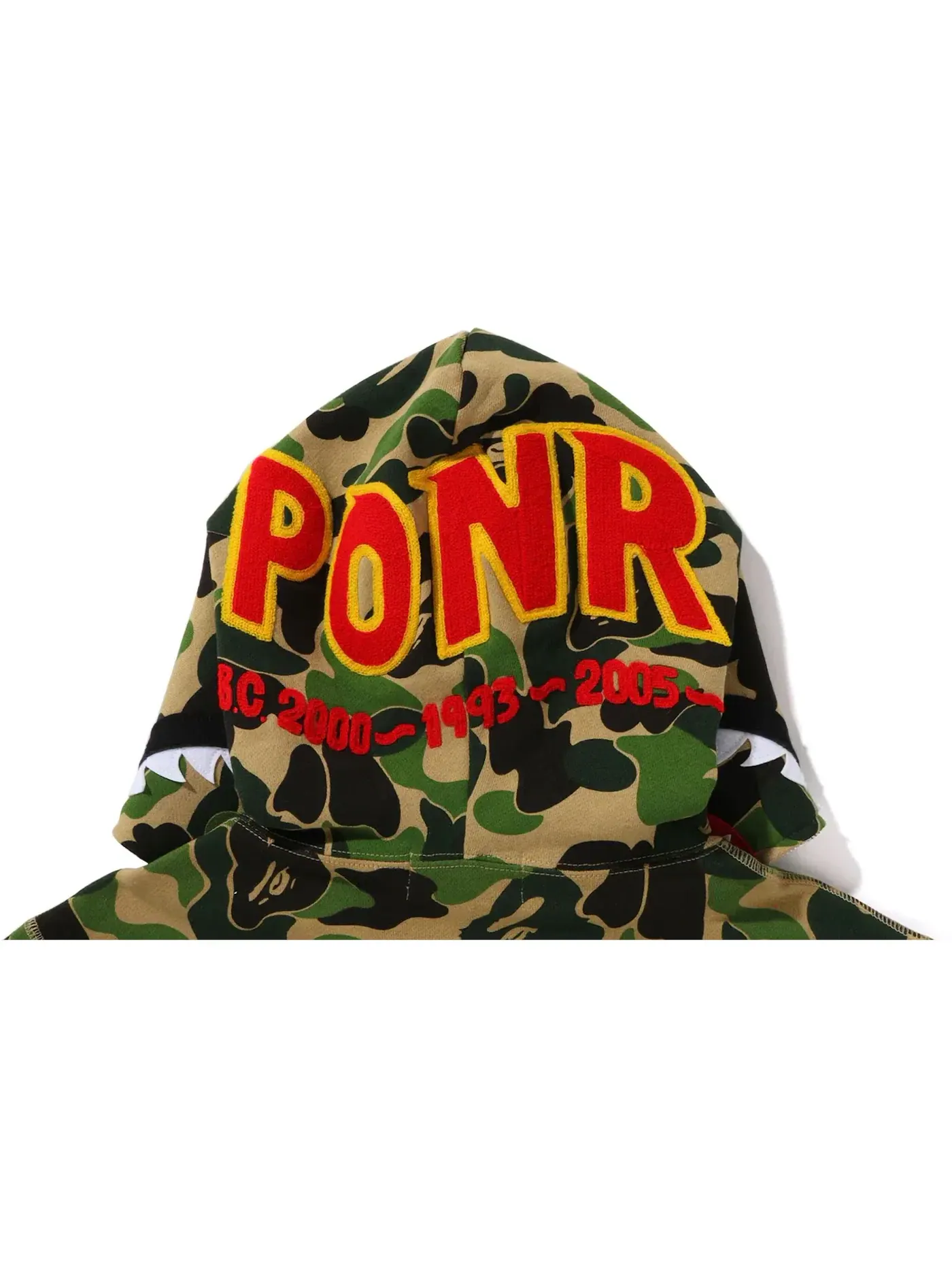Мужская худи с камуфляжным принтом BAPE ABC Camo Shark PONR Full Zip Hoodie — изображение 3 из 3, зеленый