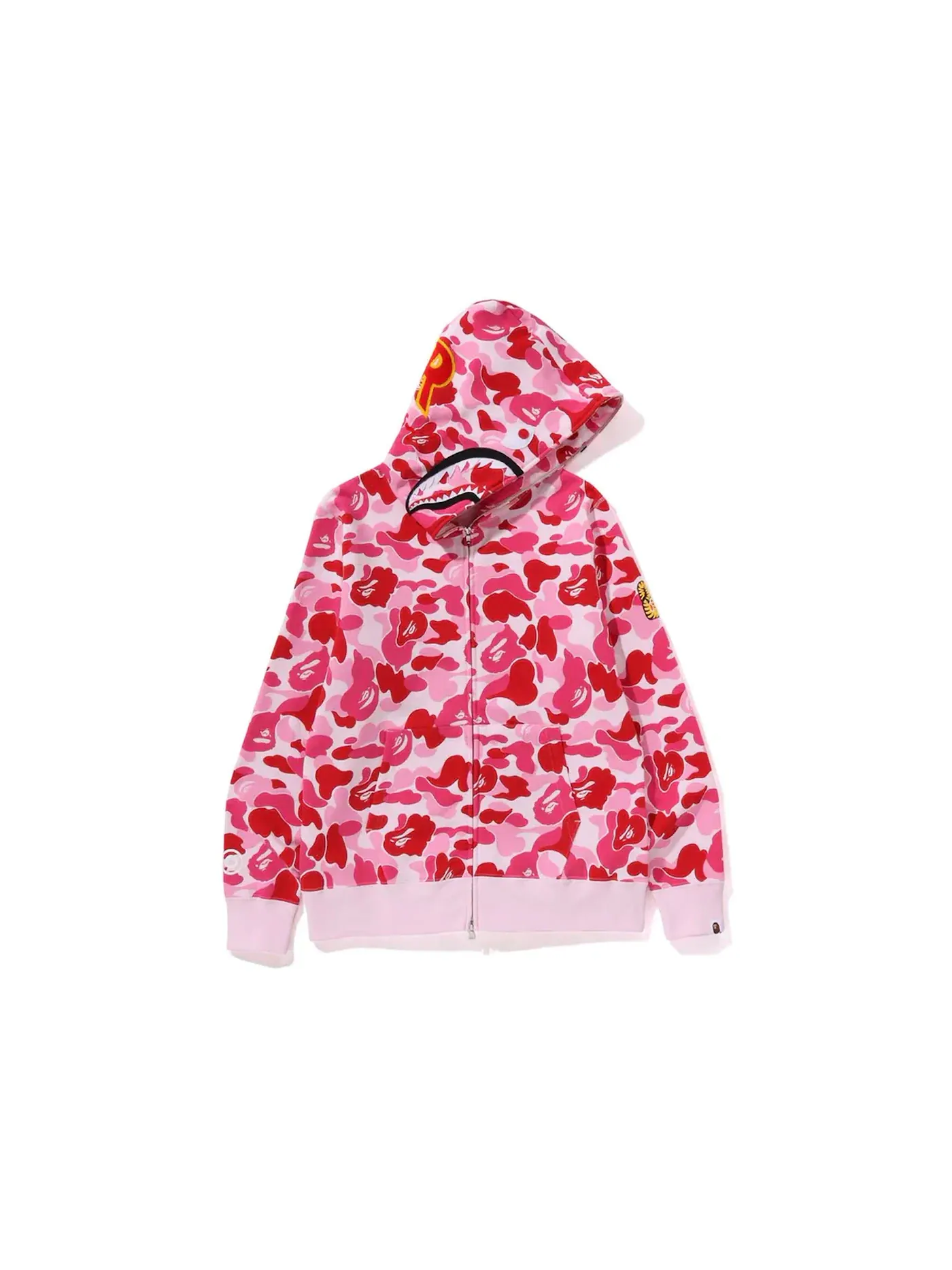 Мужская худи с принтом BAPE ABC Camo Shark PONR Full Zip Hoodie BAPE — изображение 1 из 3, розовый