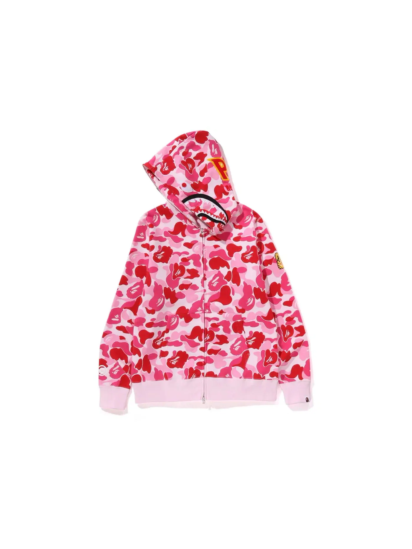 Мужская худи с принтом BAPE ABC Camo Shark PONR Full Zip Hoodie BAPE — изображение 2 из 3, розовый