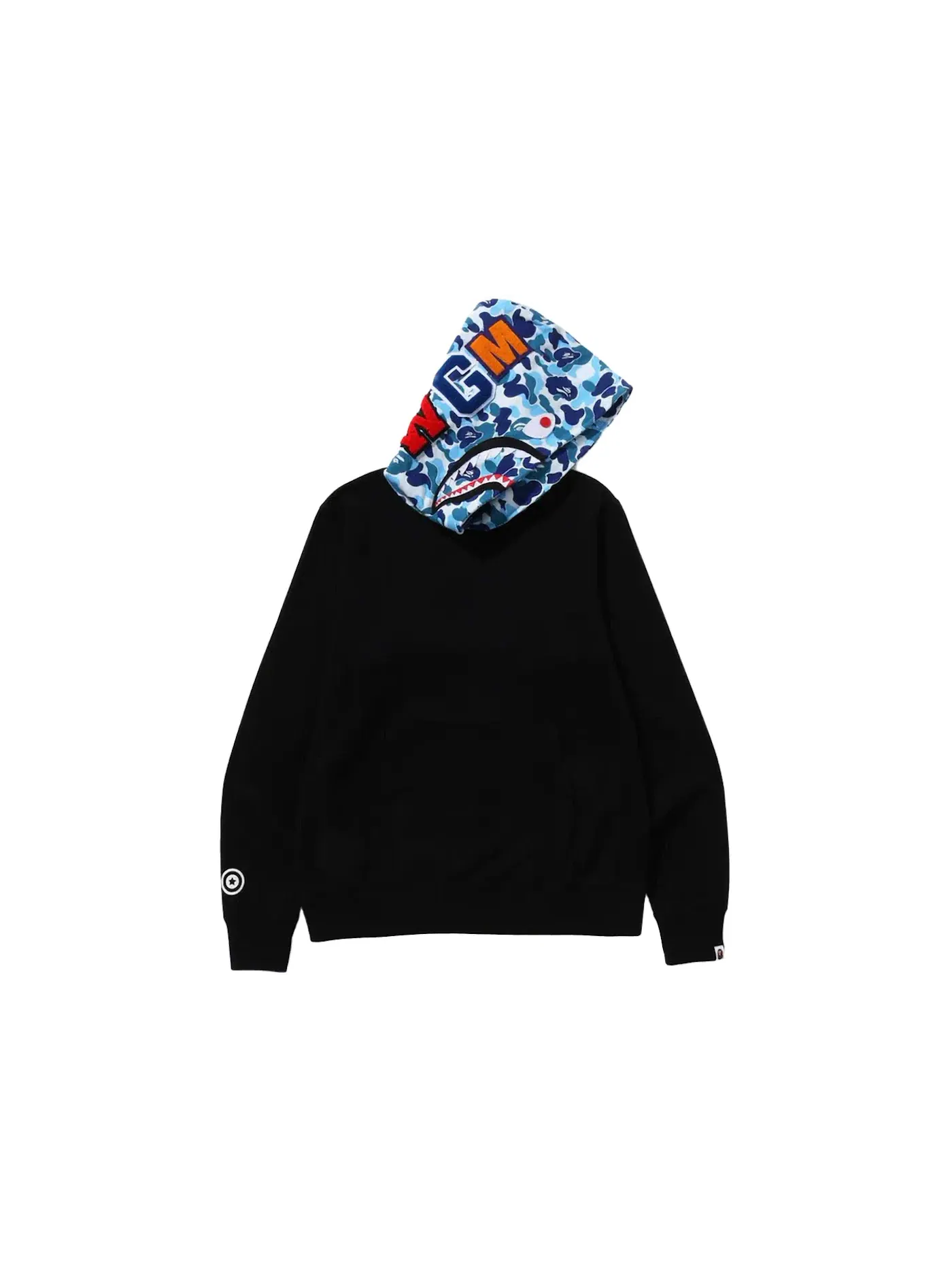 Мужской худи с камуфляжным принтом Shark BAPE — изображение 1 из 2, черный