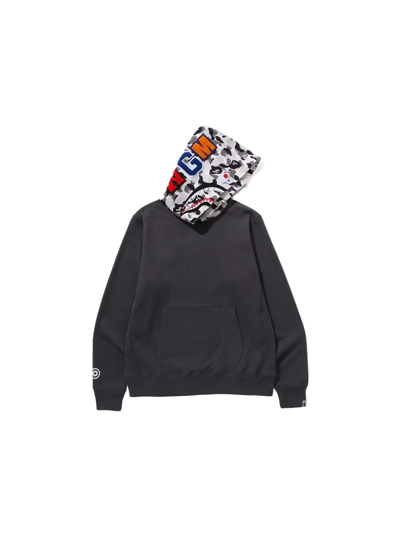 Мужской худи с камуфляжным принтом Shark BAPE — изображение 1 из 2, темно-серый