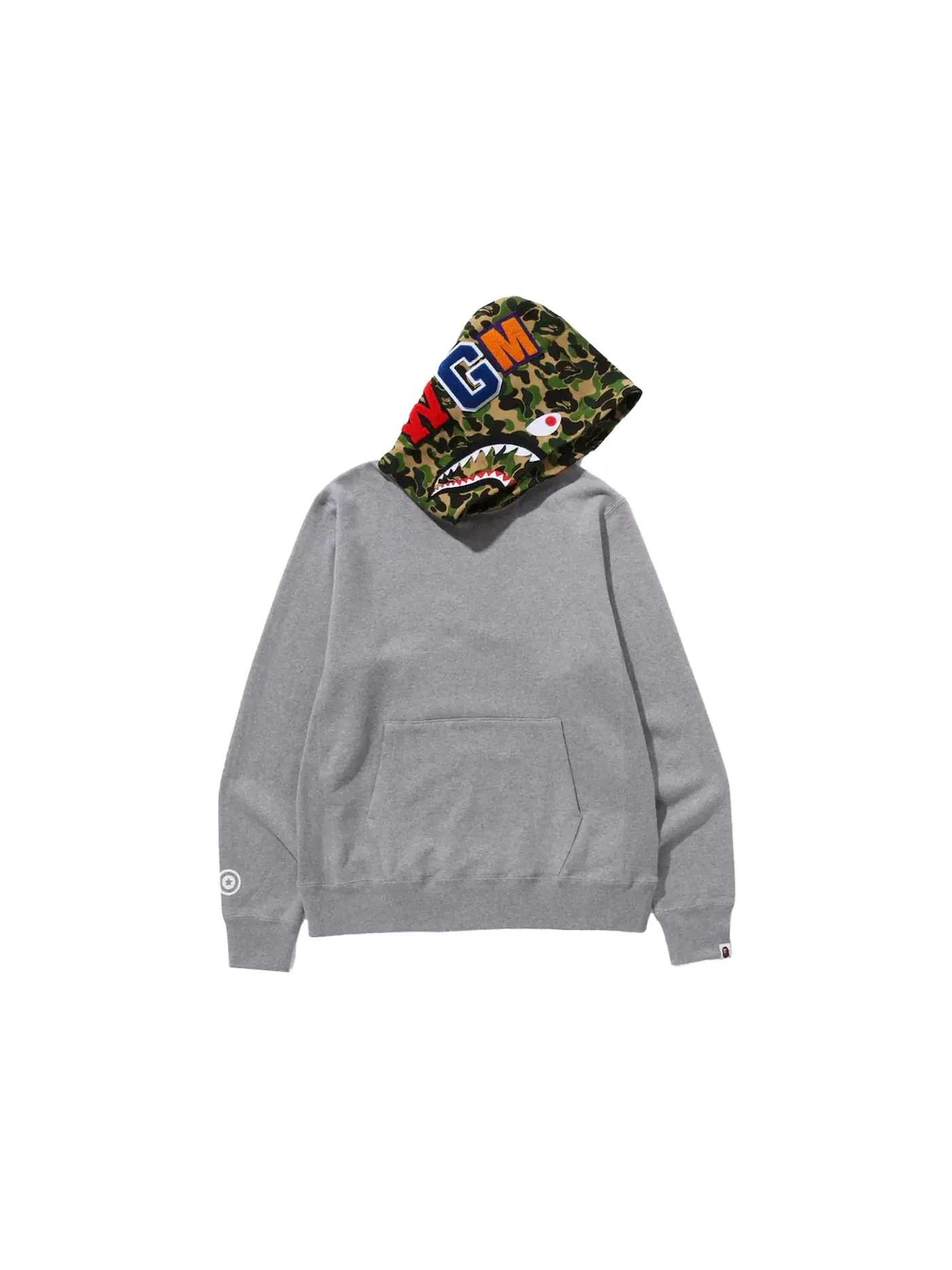 Мужской худи с камуфляжным принтом BAPE ABC Camo Shark Pullover Hoodie Gray — изображение 1 из 2, серый