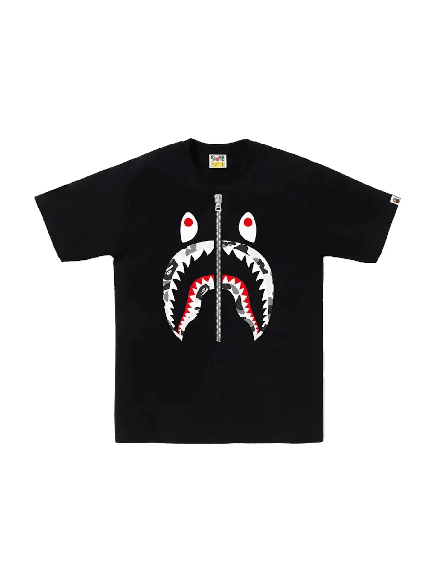 Мужская футболка с принтом ABC Camo Shark Tee BAPE — изображение 1 из 1, черный/серый/серебристый