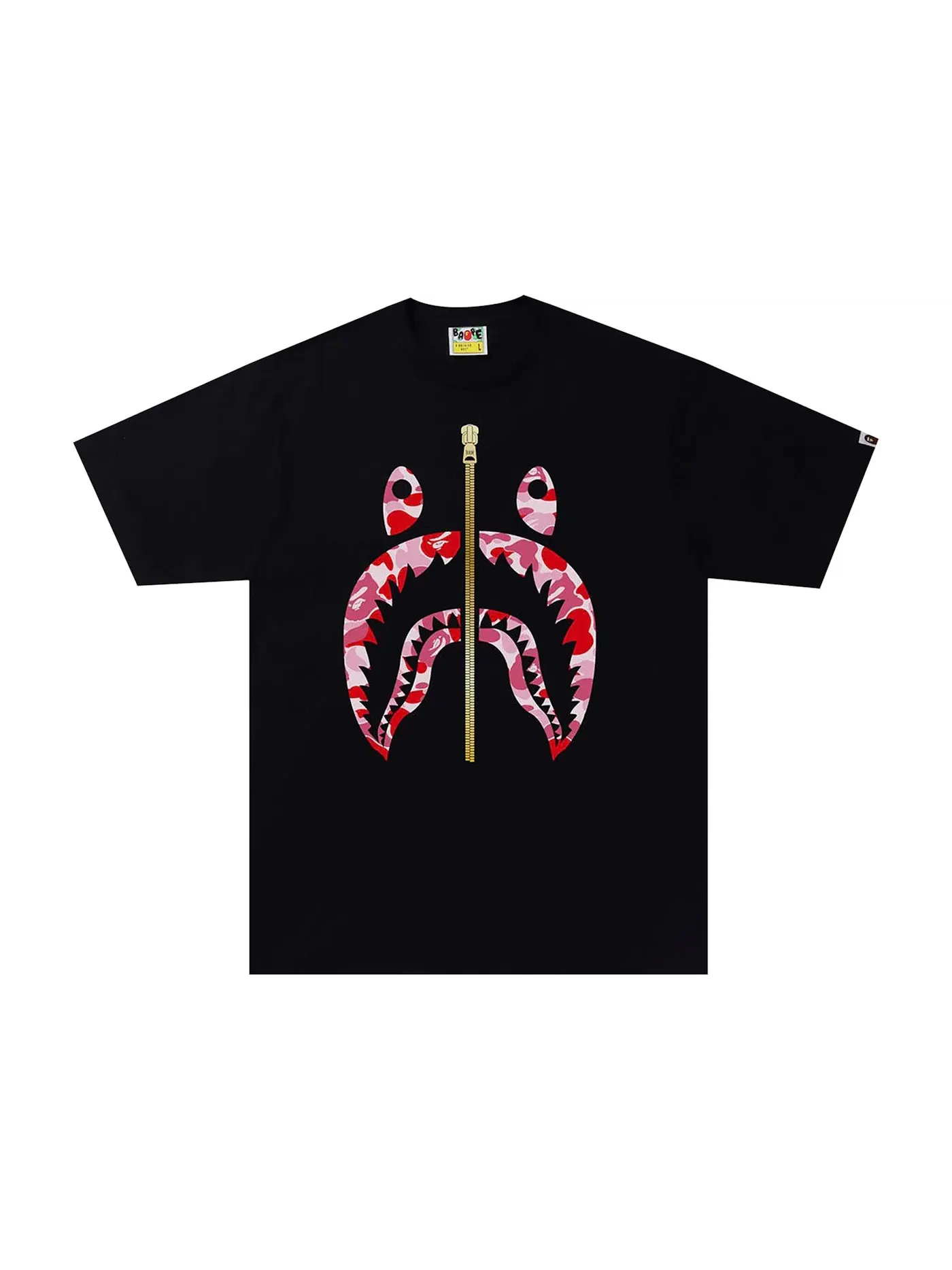 Мужская футболка с принтом ABC Camo Shark Tee BAPE — изображение 1 из 1, черный/розовый