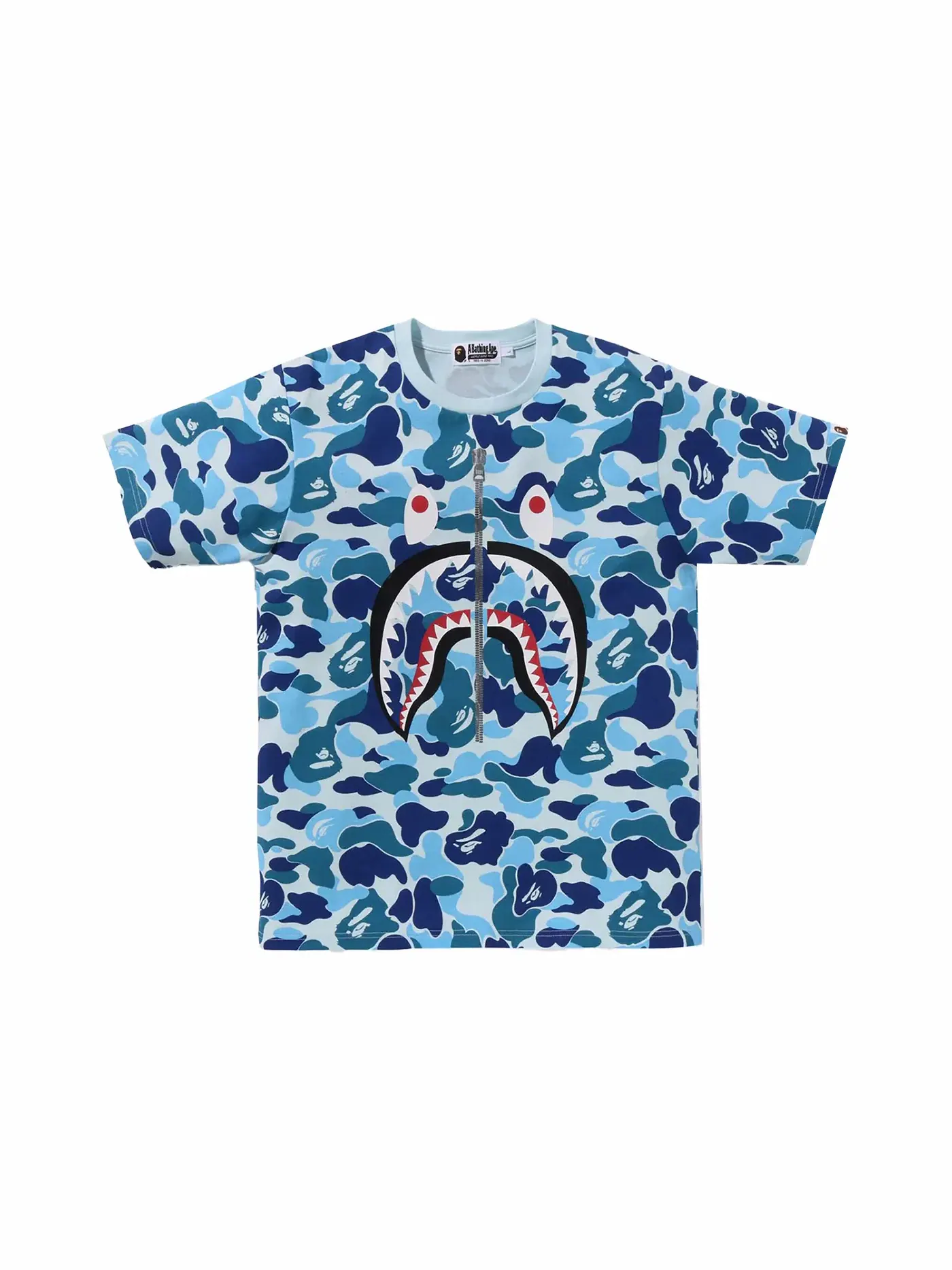 Мужская футболка с принтом ABC Camo Shark Tee BAPE — изображение 1 из 2, синий