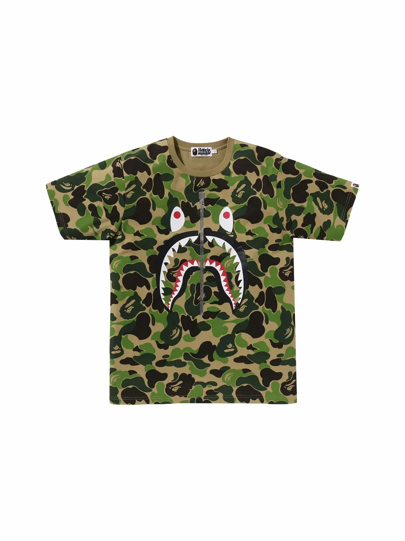 Мужская футболка с принтом BAPE ABC Camo Shark Tee — изображение 1 из 2, зеленый