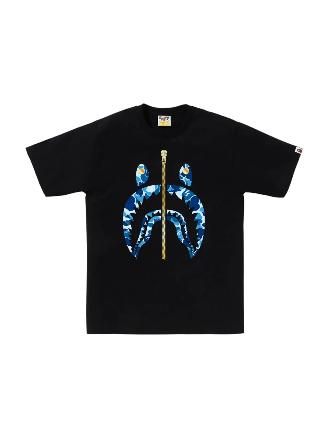 Мужская футболка с принтом BAPE ABC Camo Shark Tee BAPE — изображение 1 из 1, черный/синий