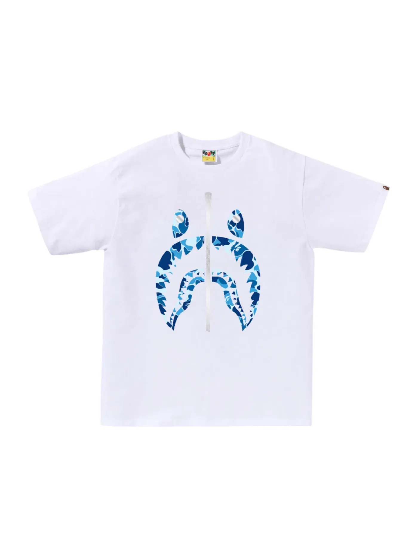 Мужская футболка с принтом BAPE ABC Camo Shark Tee (SS25) BAPE — изображение 1 из 1, белый/синий