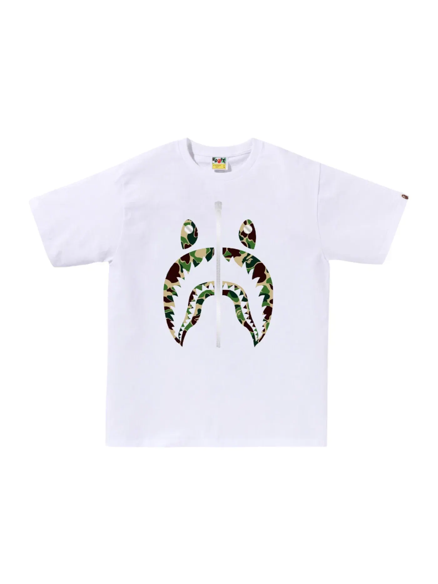 Мужская футболка с принтом BAPE ABC Camo Shark Tee (SS25) BAPE — изображение 1 из 1, белый/зеленый