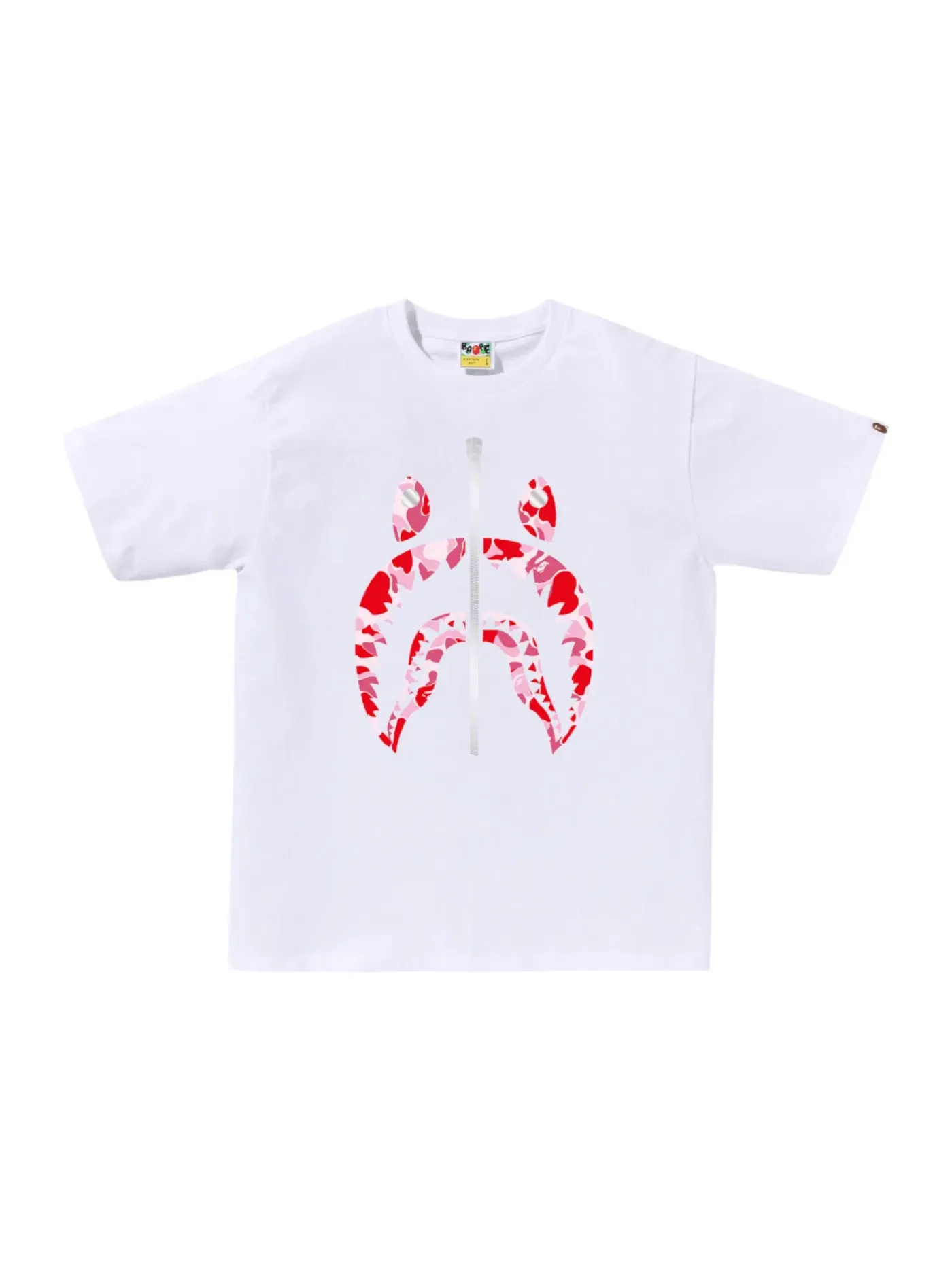 Мужская футболка с принтом BAPE ABC Camo Shark Tee (SS25) BAPE — изображение 1 из 1, белый/розовый