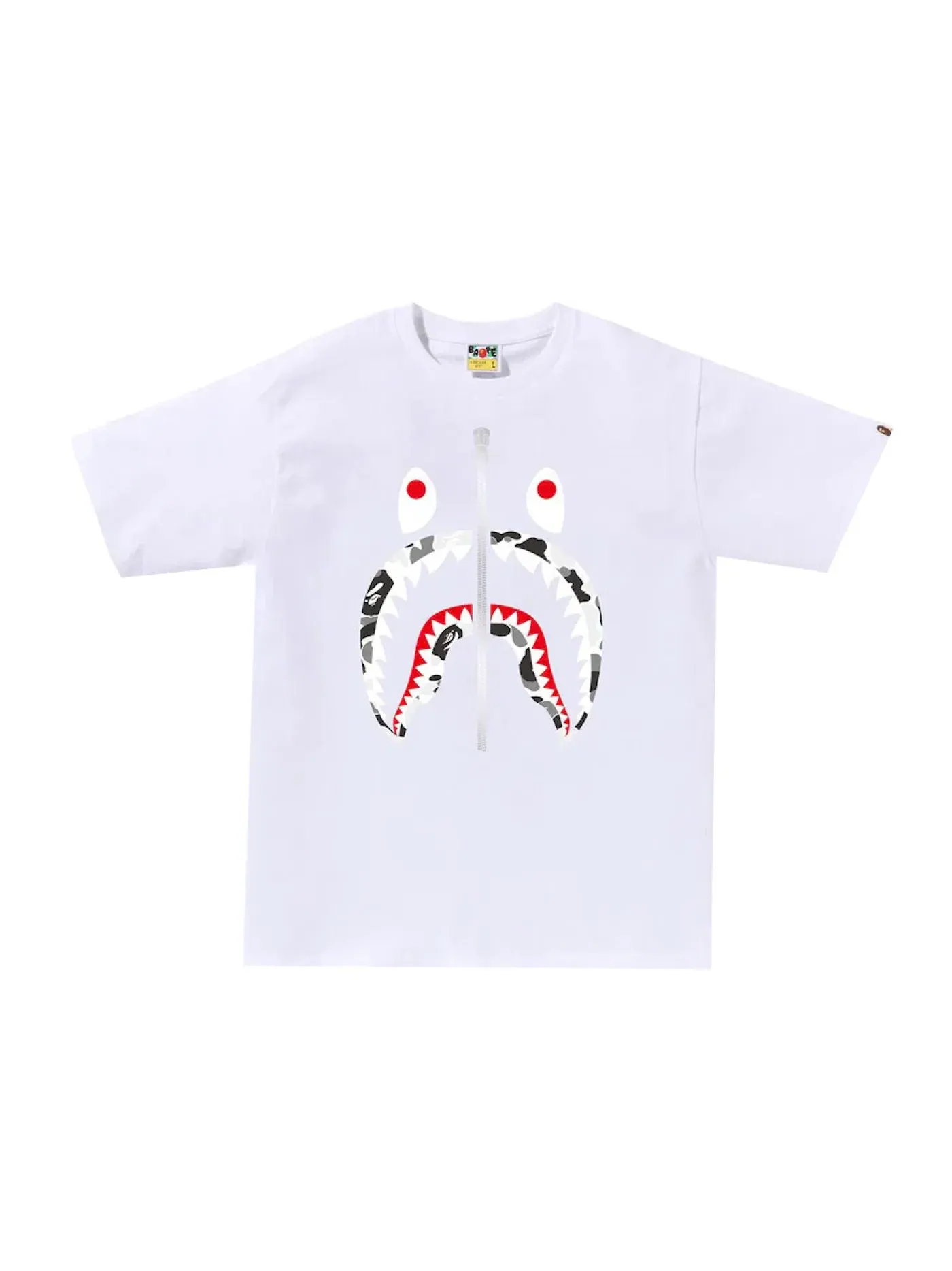 Мужская футболка с принтом ABC Camo Shark BAPE — изображение 1 из 1, белый/серый