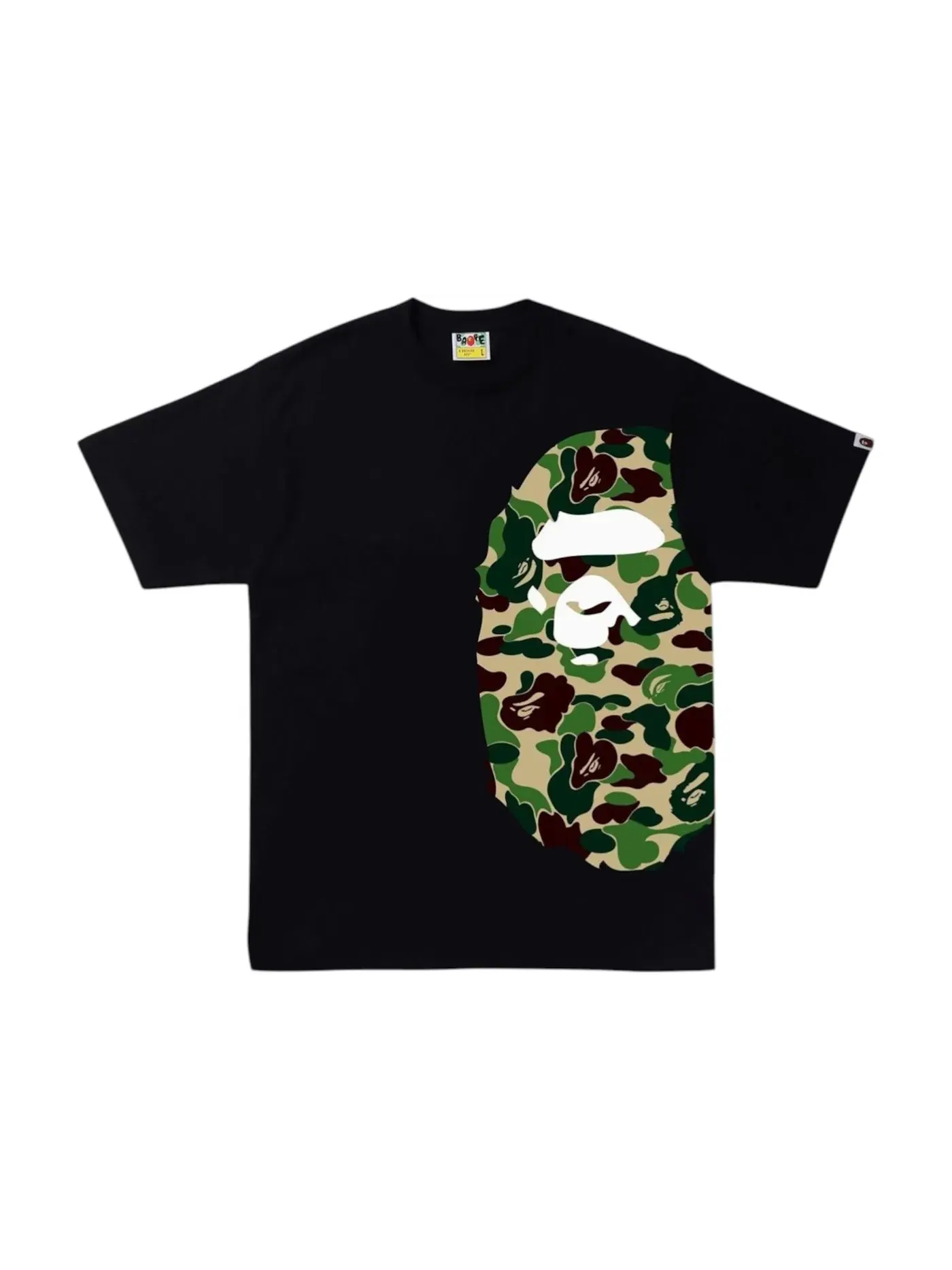 Мужская футболка с принтом BAPE ABC Camo Side Big Ape Head Tee FW25 BAPE — изображение 1 из 1, черный/зеленый