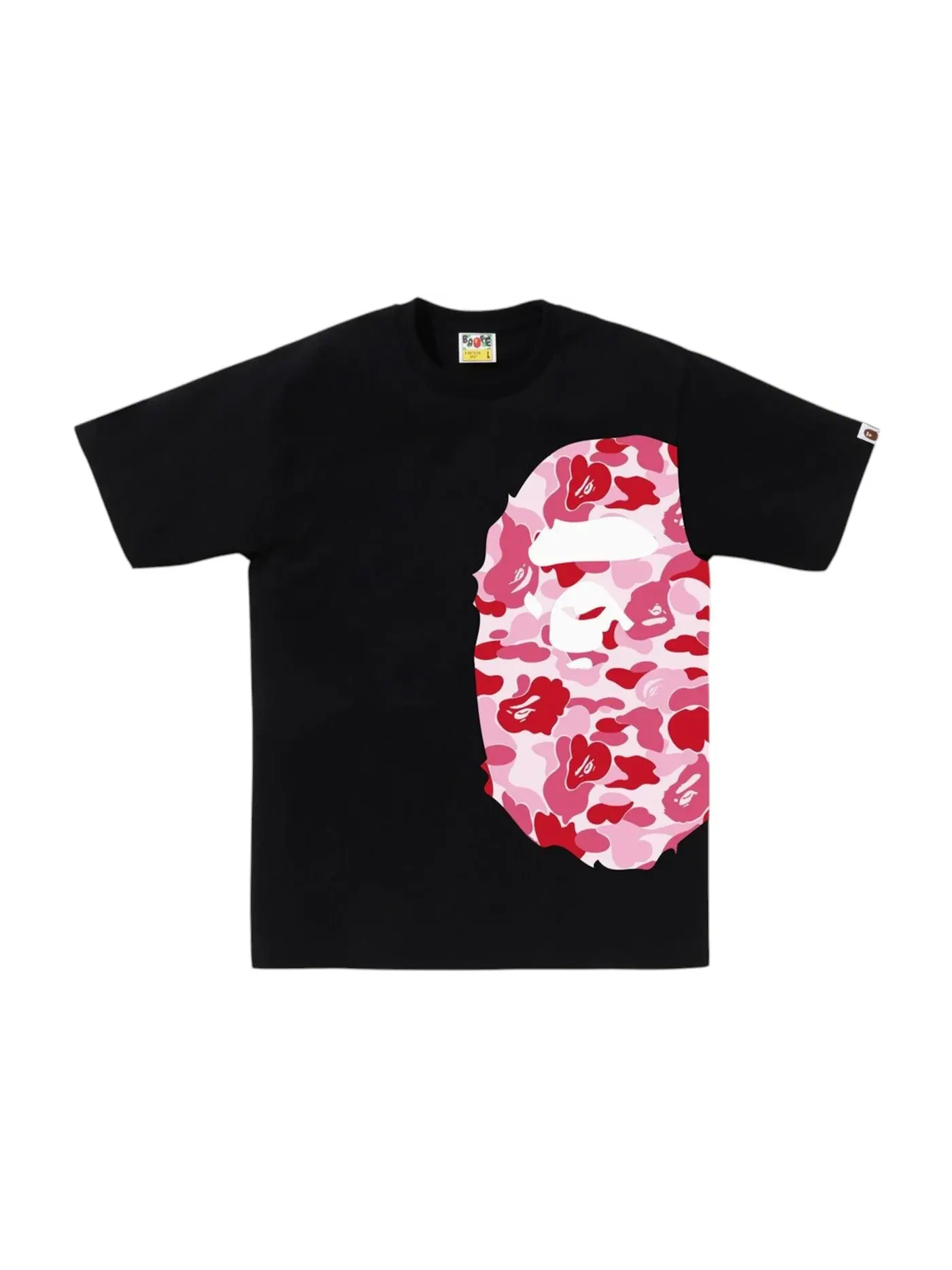 Мужская футболка с принтом BAPE ABC Camo Side Big Ape Head Tee FW25 — изображение 1 из 1, черный/розовый