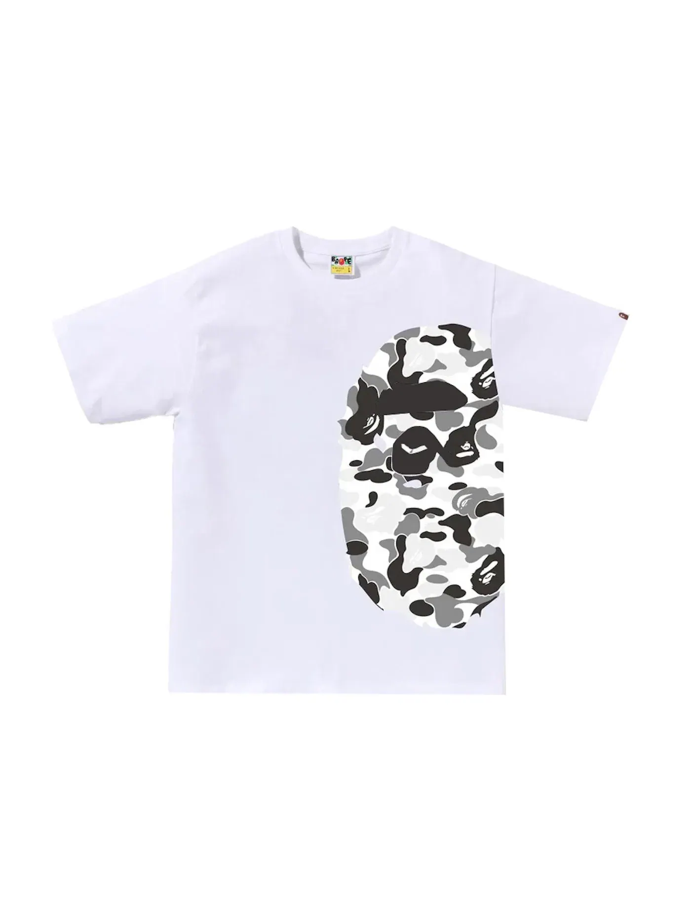 Мужская футболка с принтом ABC Camo Side Big Ape Head Tee BAPE — изображение 1 из 1, белый/черный