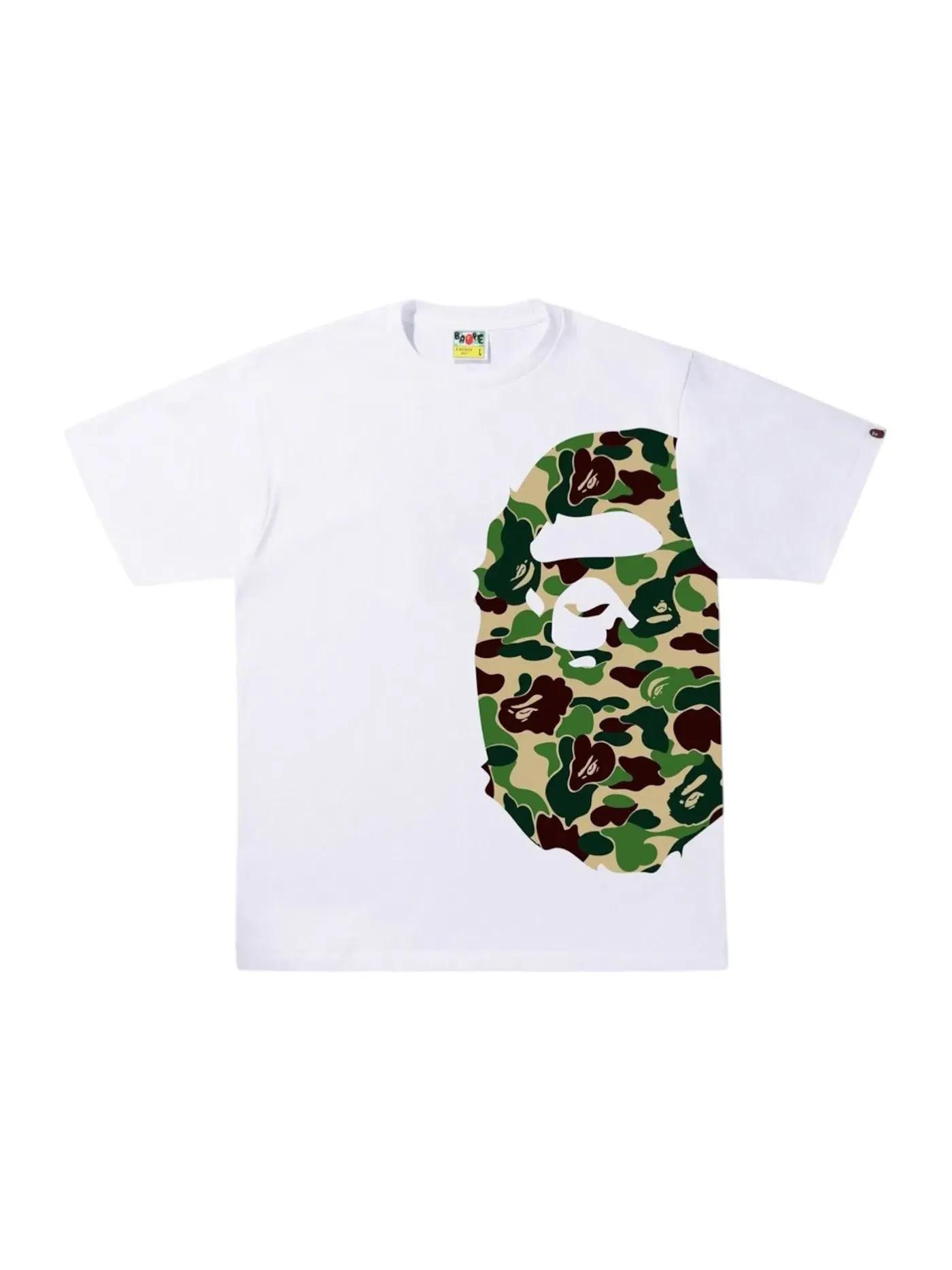 Мужская футболка с принтом BAPE ABC Camo Side Big Ape Head Tee BAPE — изображение 1 из 1, белый/зеленый