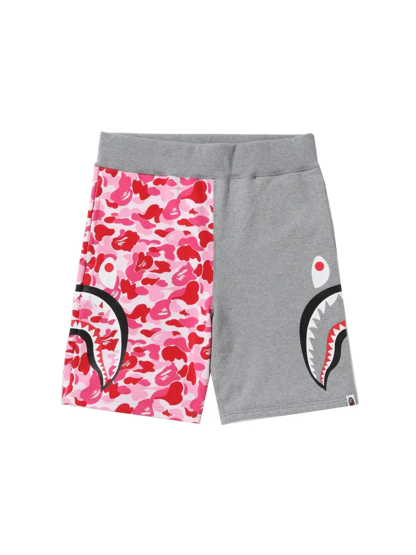 Мужские шорты с камуфляжным принтом BAPE ABC Camo Side Shark Sweat Shorts — изображение 1 из 2, розовый