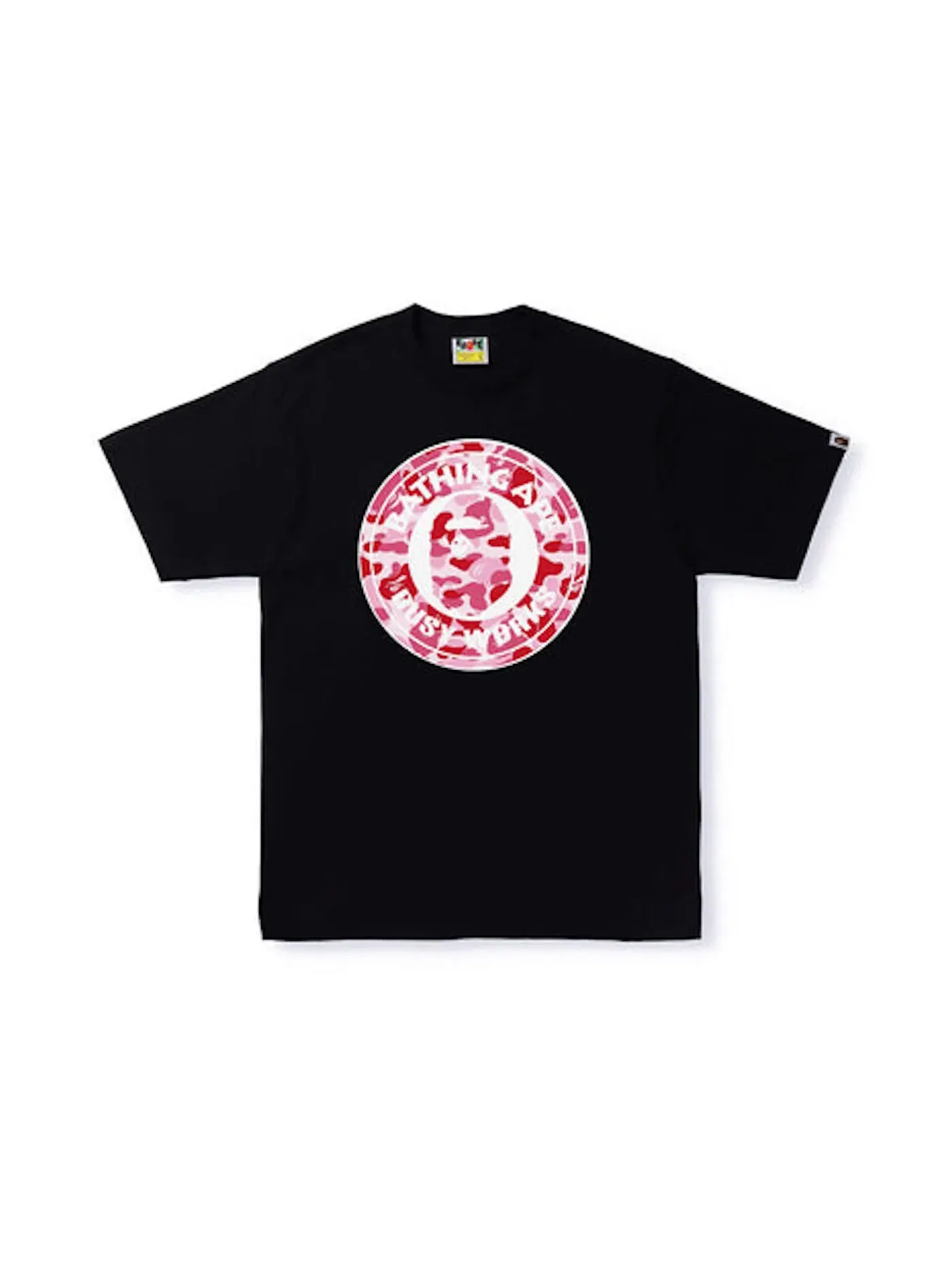 Мужская футболка с камуфляжным принтом BAPE ABC Camo Single Color Busy Works Tee — изображение 1 из 1, черный розовый