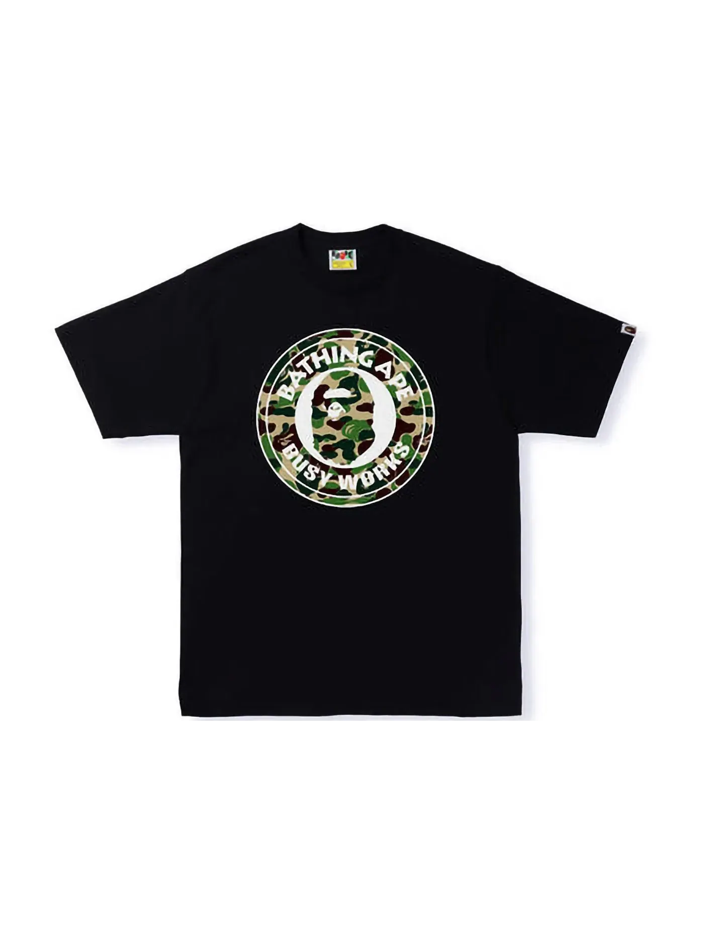 Мужская футболка с принтом BAPE ABC Camo Single Color Busy Works Tee — изображение 1 из 1, черный зеленый