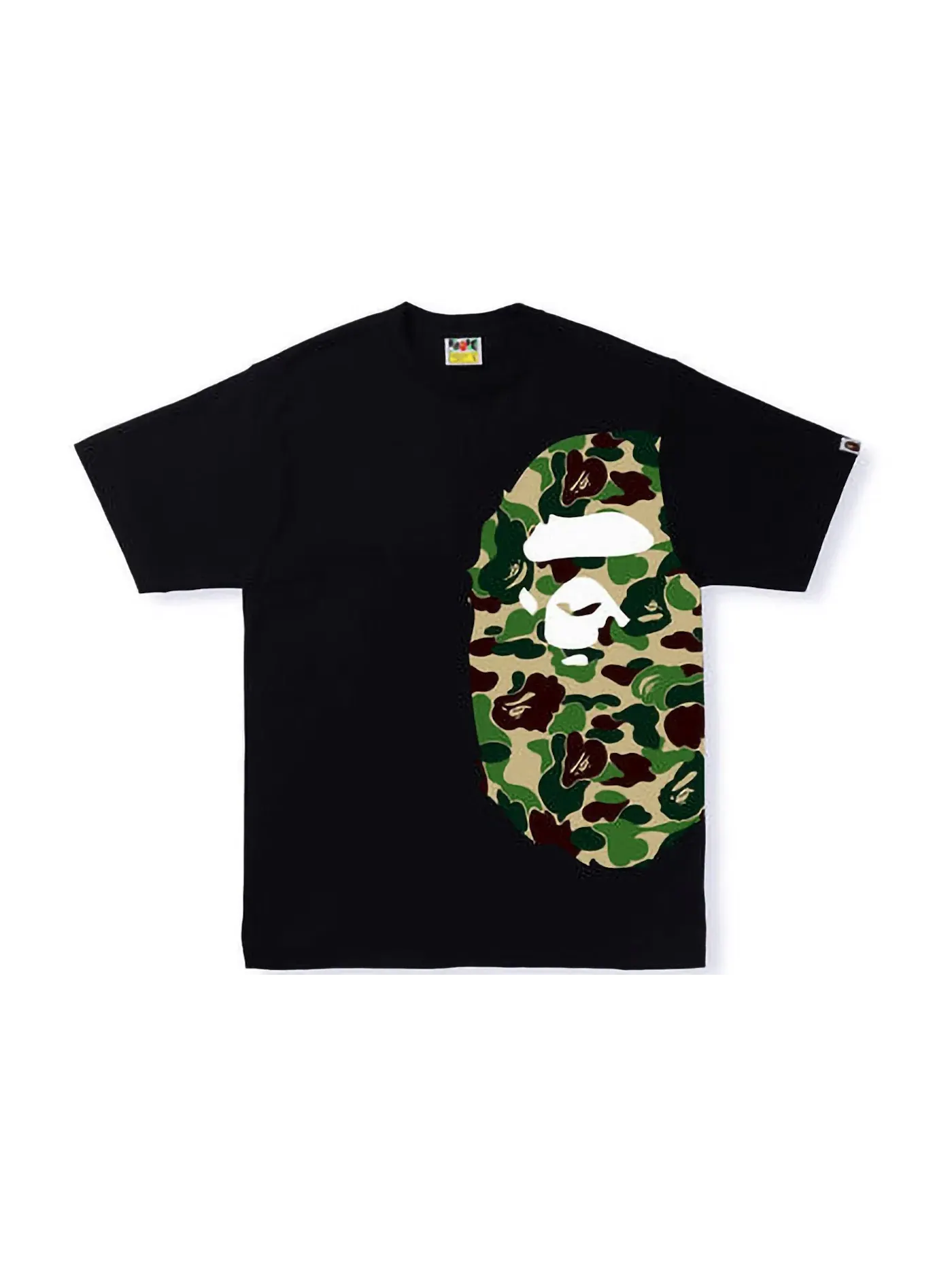 Мужская футболка с принтом BAPE ABC Camo Side Big Ape Head Tee BAPE — изображение 1 из 1, черный/зеленый