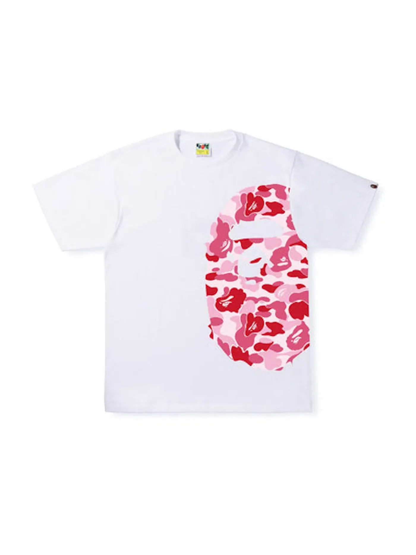 Мужская футболка с принтом BAPE ABC Camo Side Big Ape Head Tee BAPE — изображение 1 из 1, белый/розовый