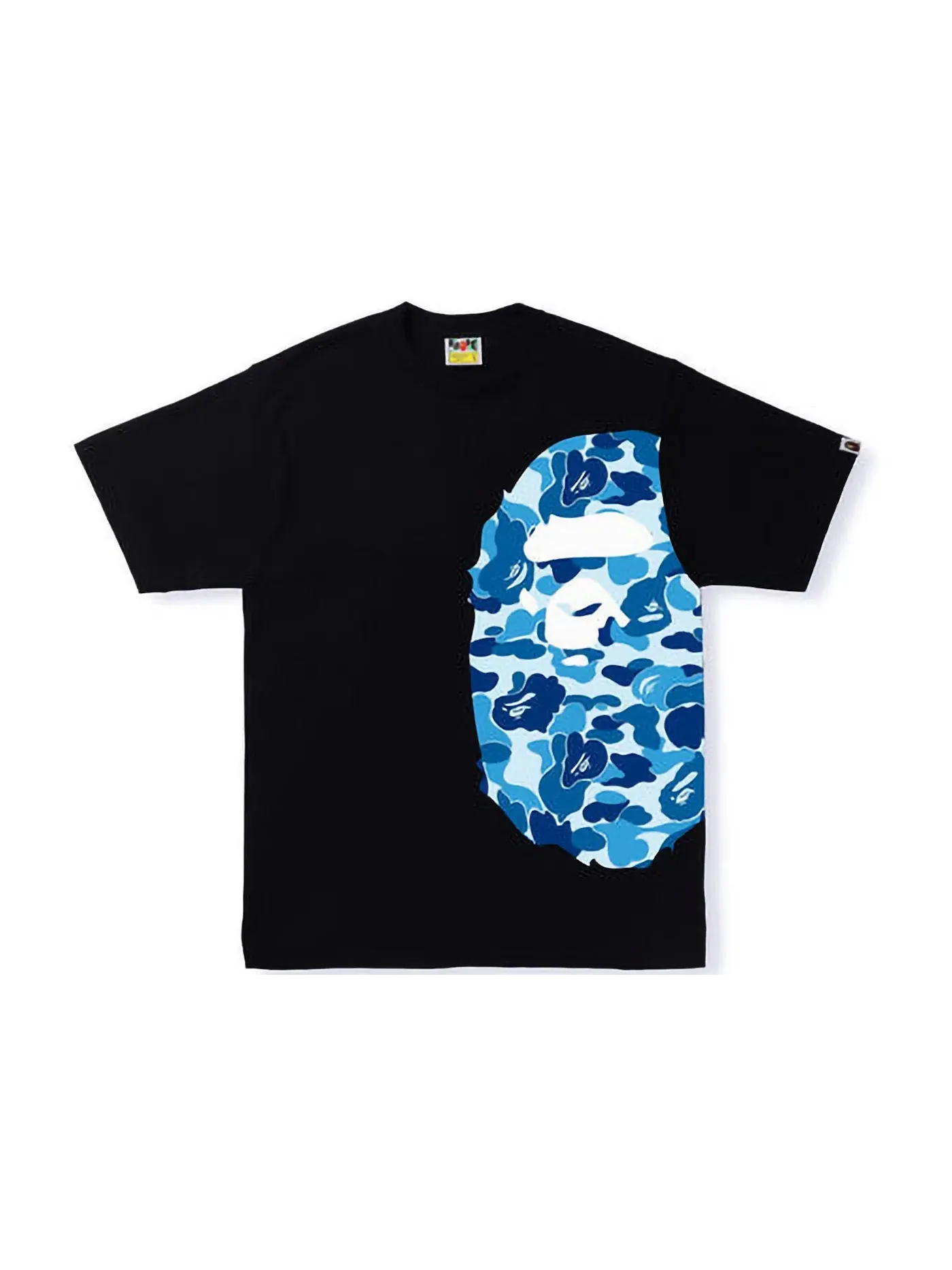 Мужская футболка с принтом BAPE ABC Camo Side Big Ape Head Tee BAPE — изображение 1 из 1, черный/синий