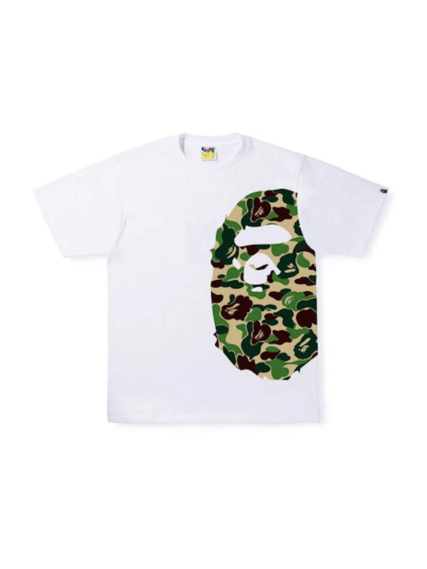 Мужская футболка с принтом BAPE ABC Camo Side Big Ape Head Tee BAPE — изображение 1 из 1, белый зеленый