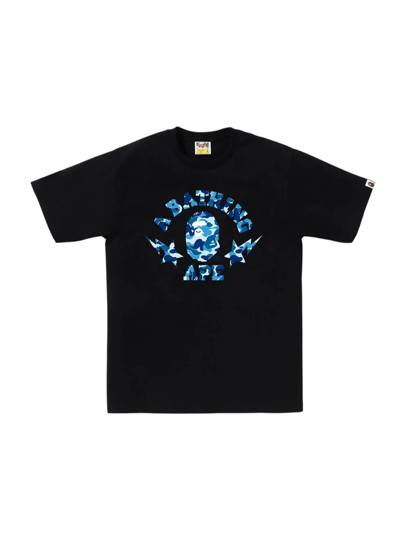 Мужская футболка с принтом BAPE ABC Camo Sta College Tee BAPE — изображение 1 из 1, черный/синий