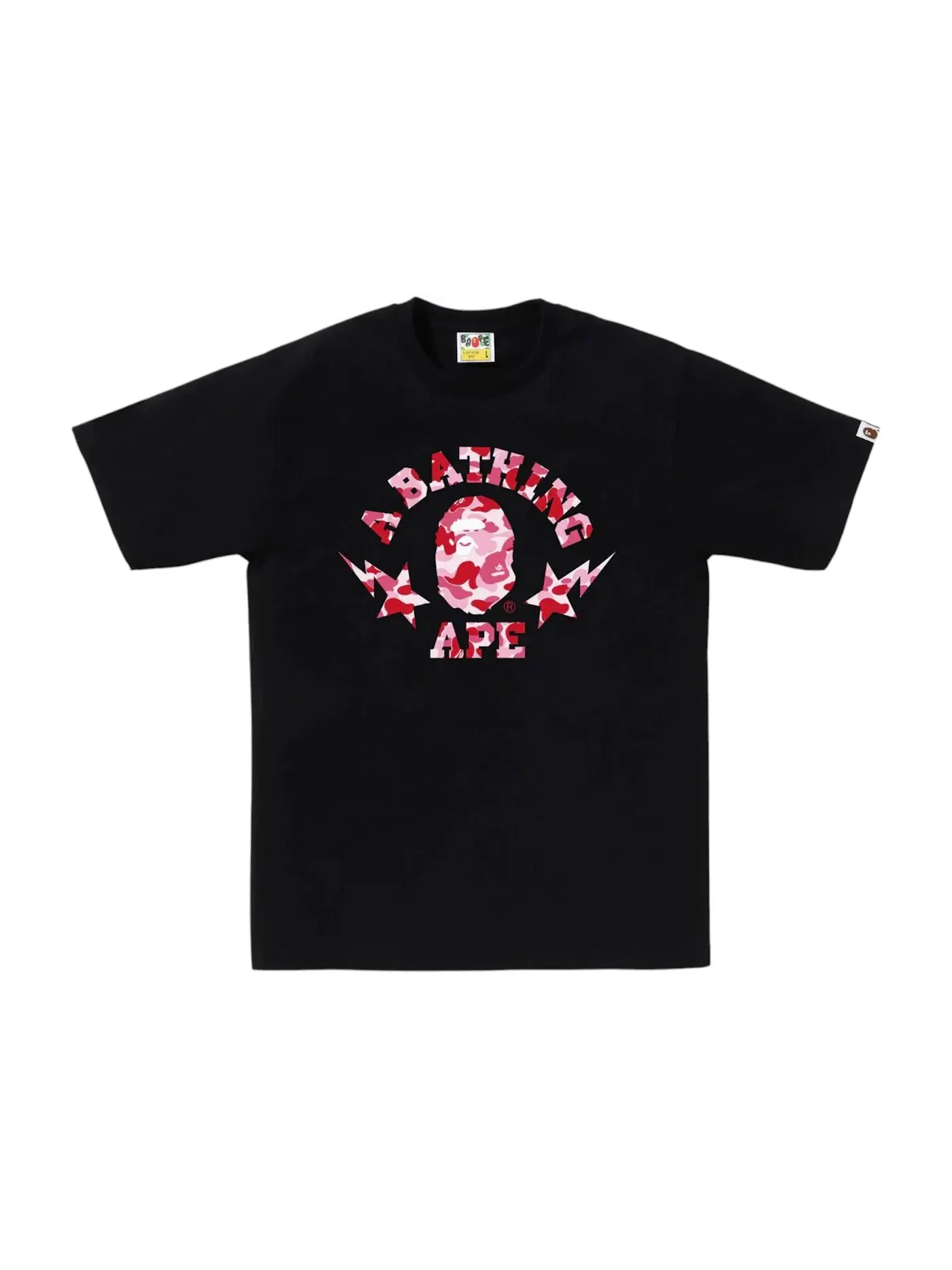 Мужская футболка с принтом ABC Camo Sta College Tee BAPE — изображение 1 из 1, черный розовый