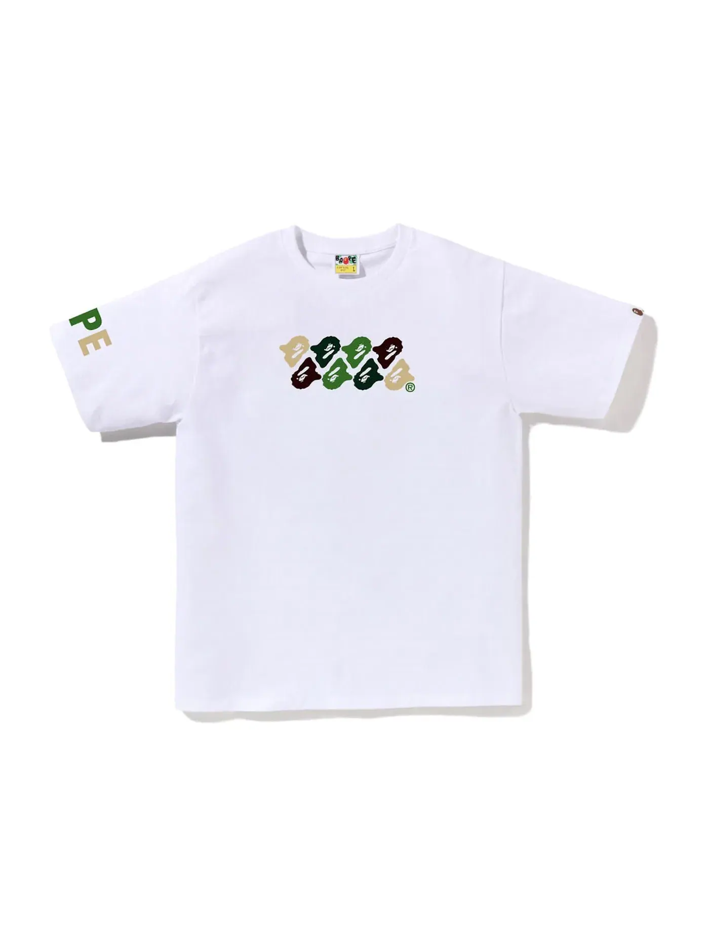 Мужская футболка с принтом BAPE ABC Camo Tee — изображение 1 из 1, белый/зеленый