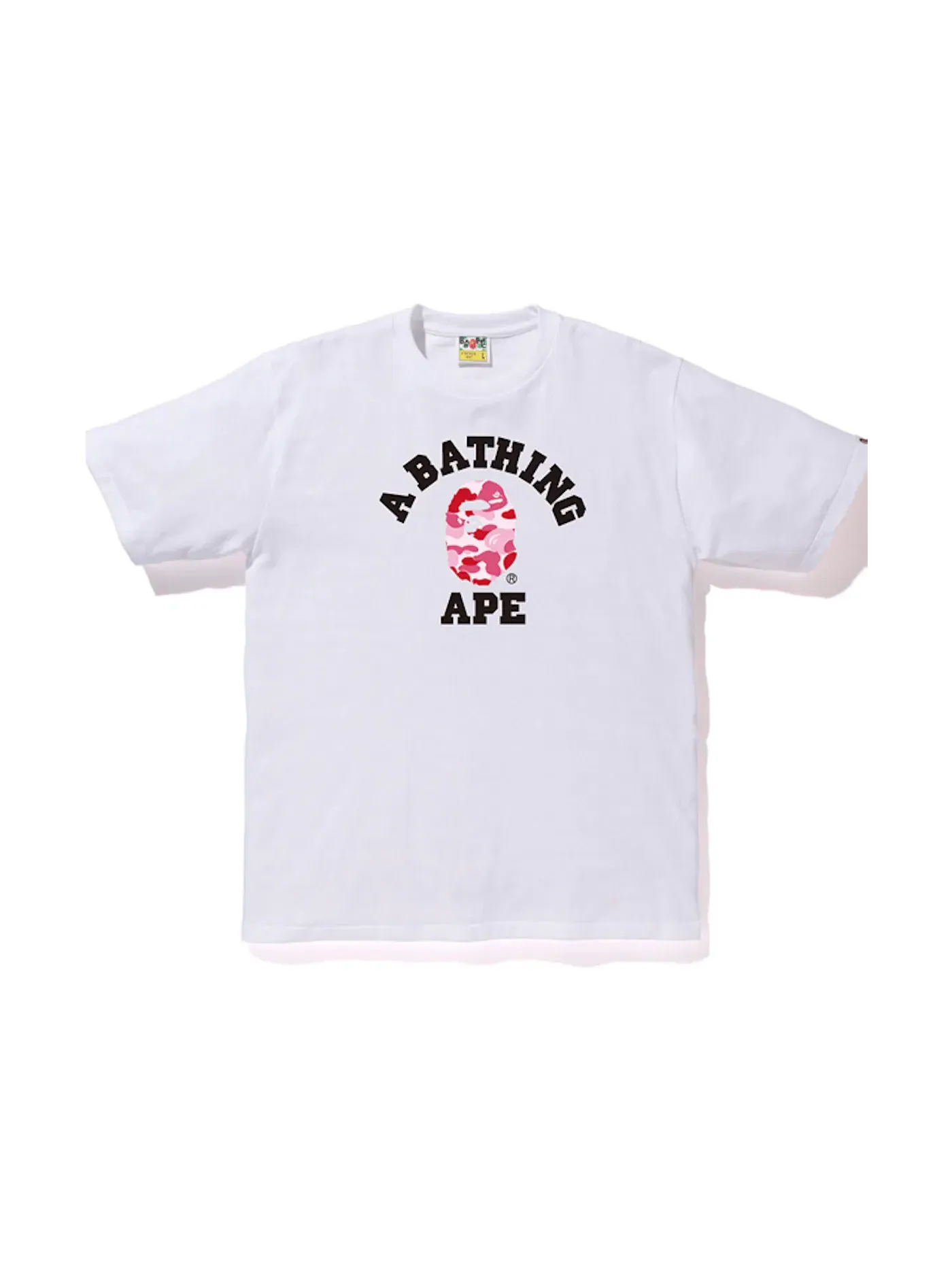 Мужская футболка с принтом BAPE ABC College Tee — изображение 1 из 1, белый/розовый