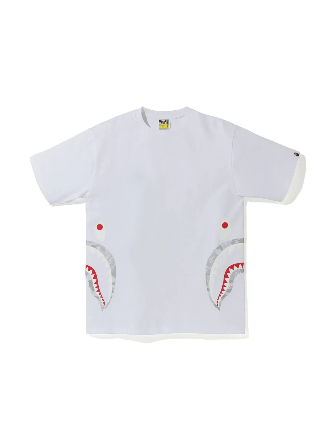Мужская футболка с принтом BAPE ABC Dot Reflective Side Shark Tee — изображение 1 из 2, белый