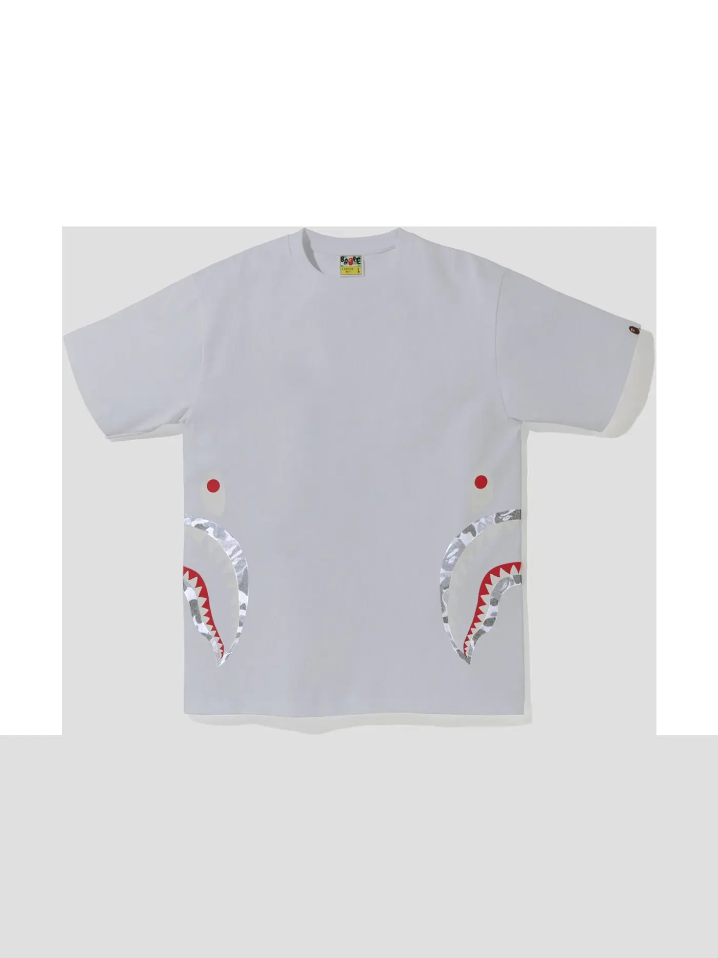 Мужская футболка с принтом BAPE ABC Dot Reflective Side Shark Tee — изображение 2 из 2, белый