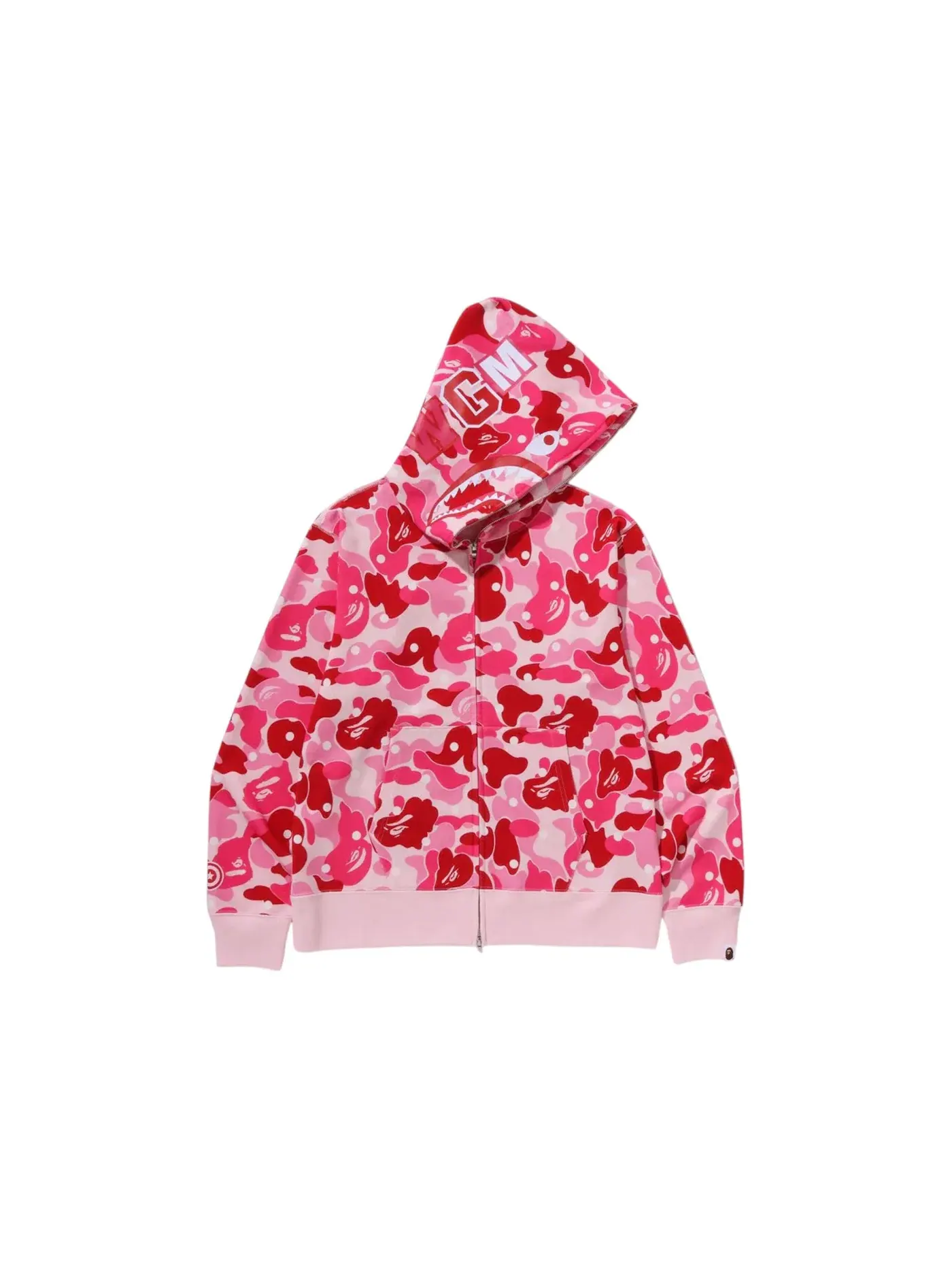 Мужская худи на молнии с принтом BAPE ABC Dot Shark — изображение 1 из 1, розовый