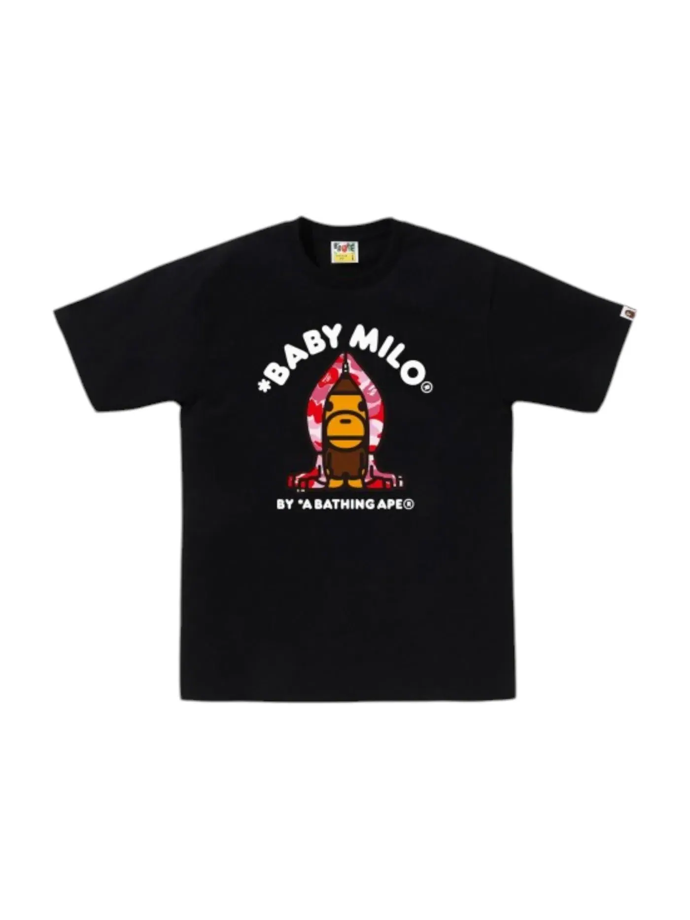 Мужская футболка с принтом BAPE ABC Red Camo Baby Milo Hoodie Tee — изображение 1 из 1, черный