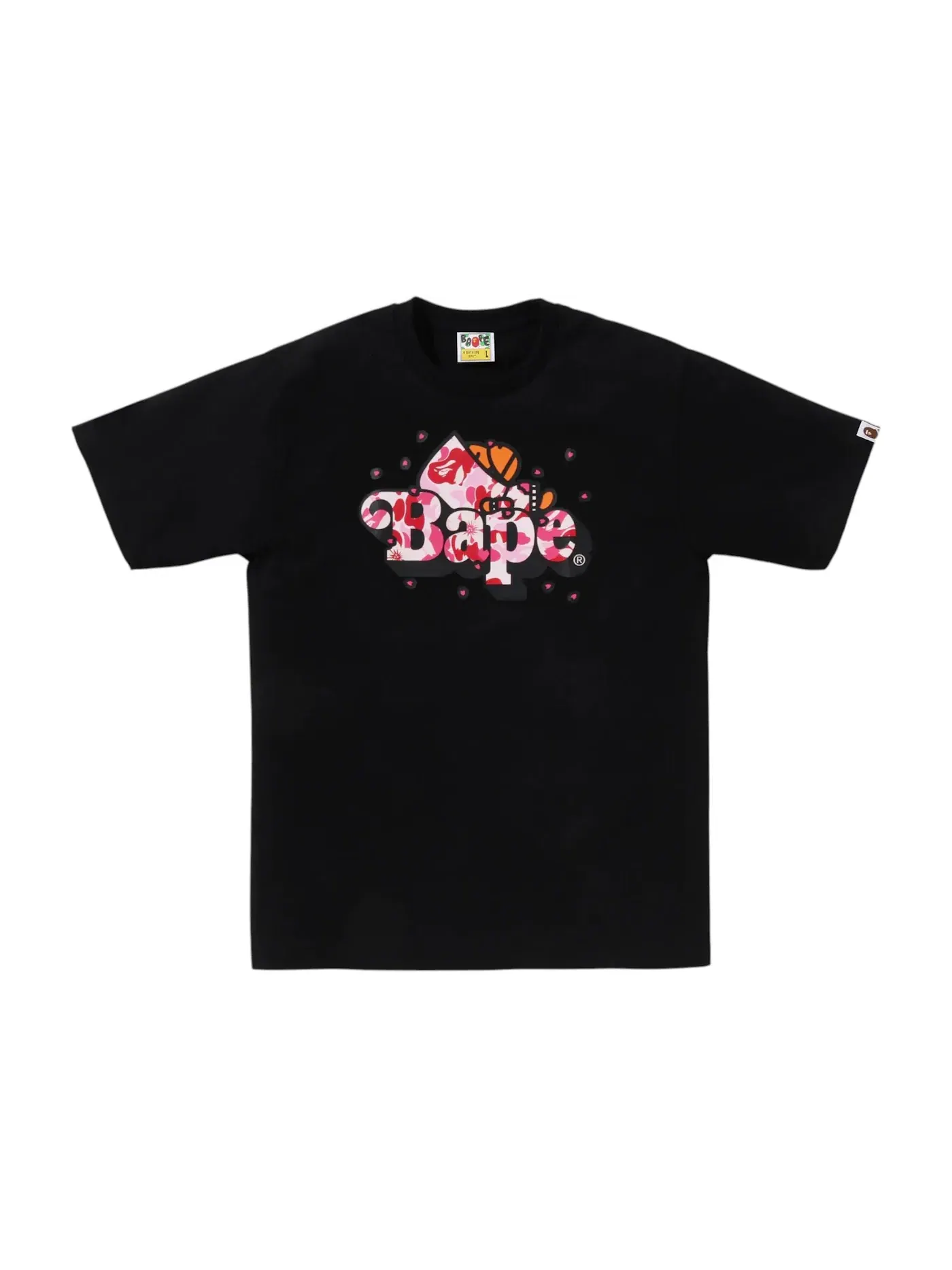 Мужская футболка с принтом BAPE ABC Sakura Camo Milo On BAPE Tee (SS26) BAPE — изображение 1 из 1, черный