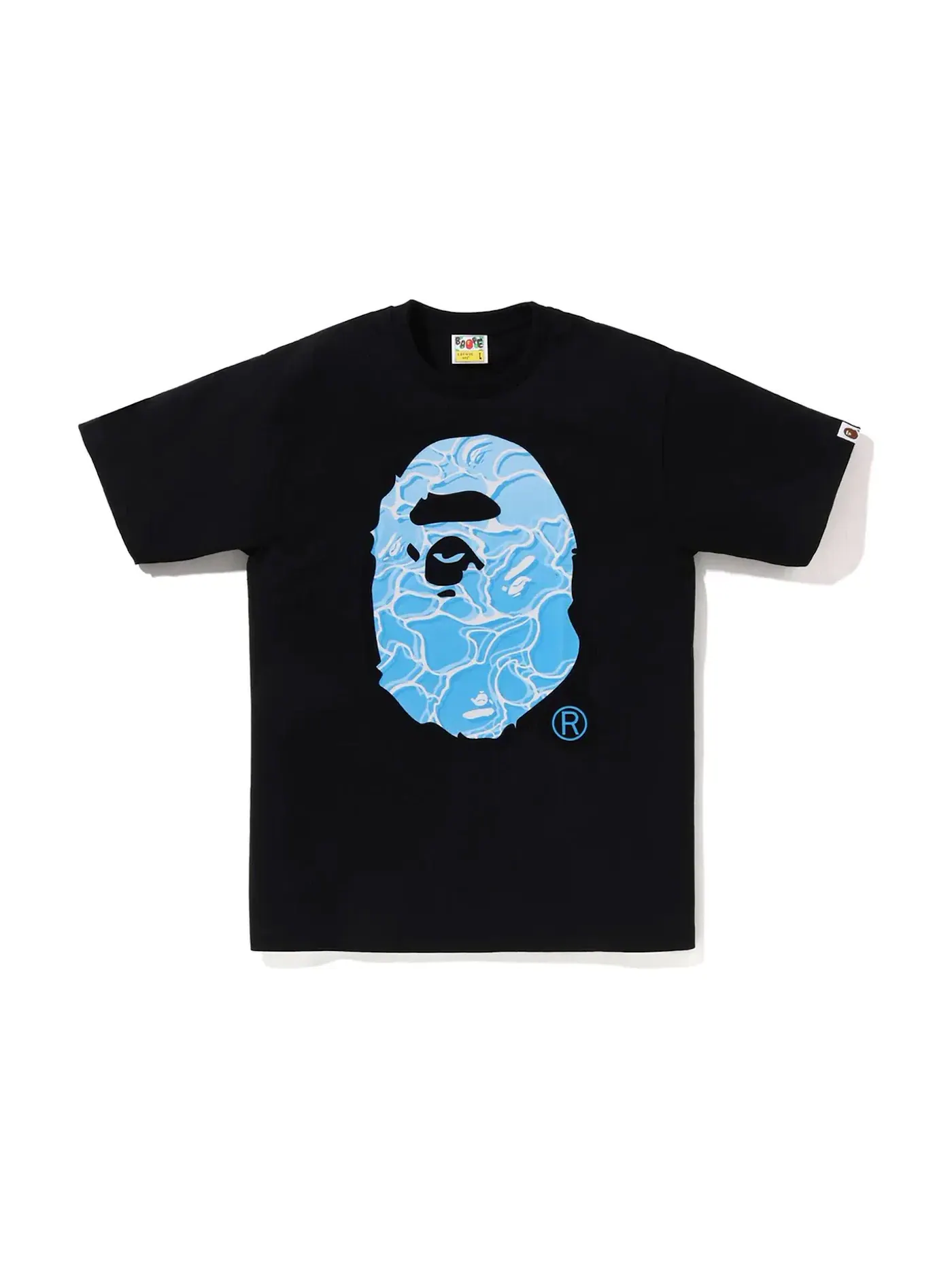 Мужская футболка с принтом BAPE ABC Sea Surface Camo Ape Head Tee — изображение 1 из 1, черный