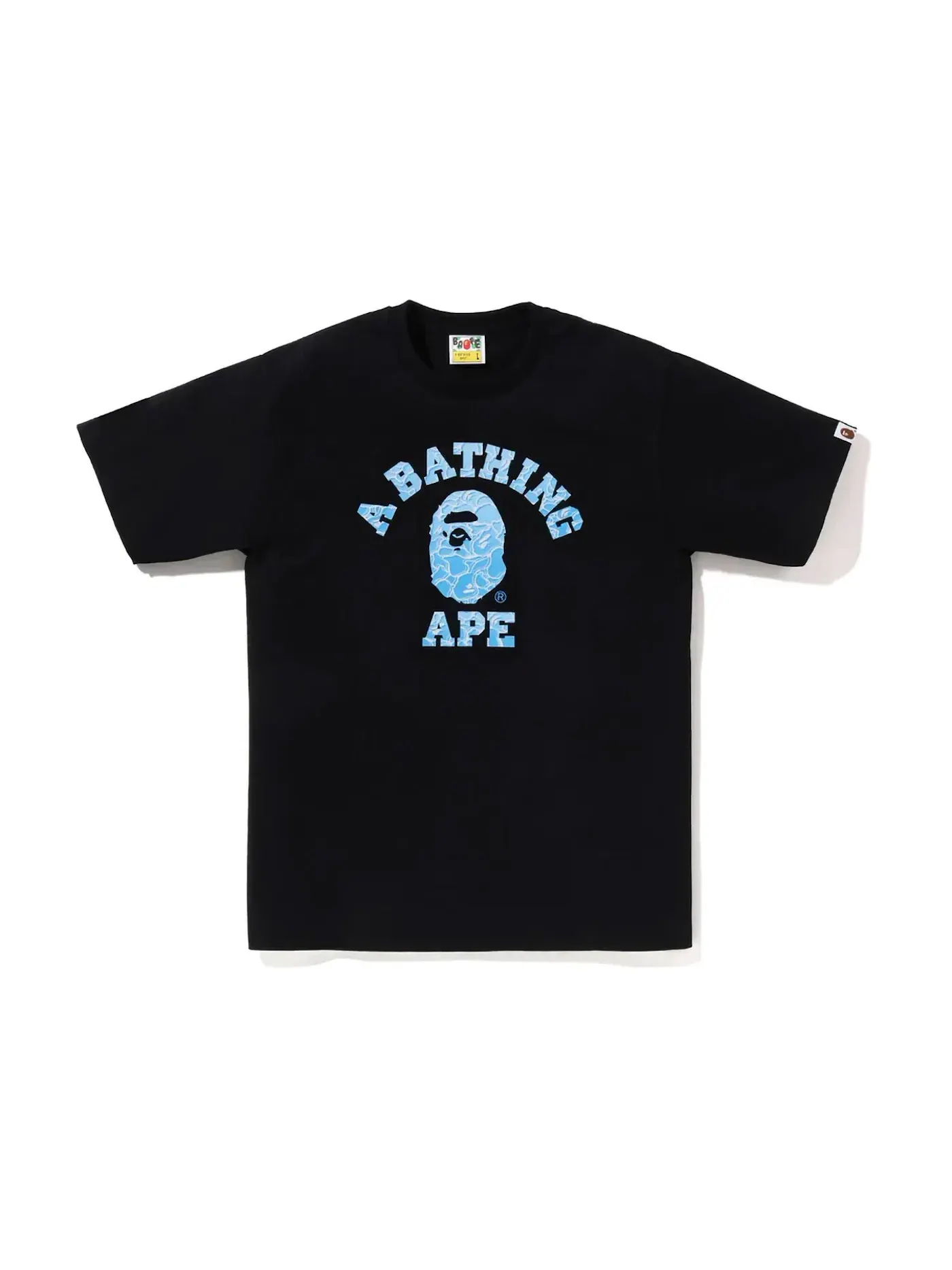 Мужская футболка с принтом Sea Surface Camo College Tee BAPE — изображение 1 из 1, черный