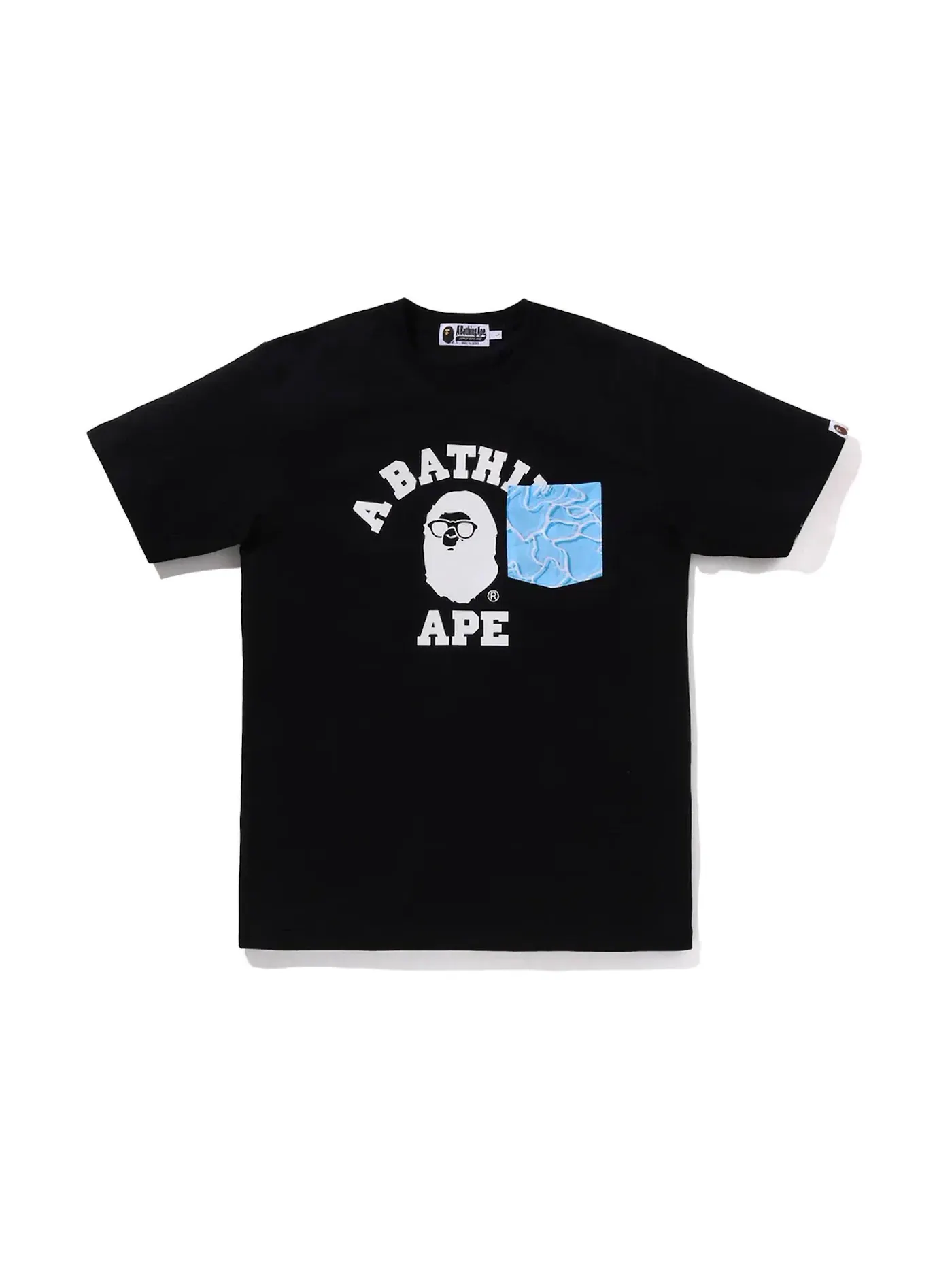 Мужская футболка с принтом BAPE ABC Sea Surface Camo Pocket College Tee — изображение 1 из 1, черный