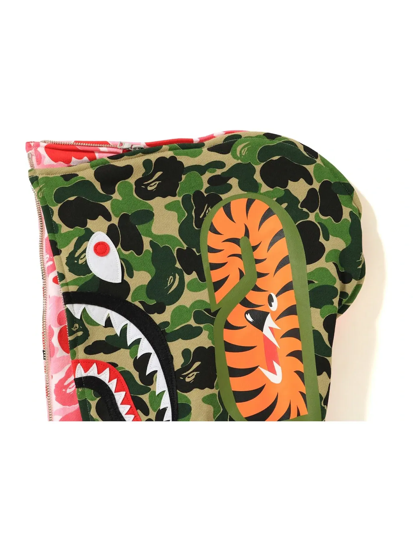 Мужской худи с принтом Shark Full Zip BAPE — изображение 3 из 3, розовый/зеленый