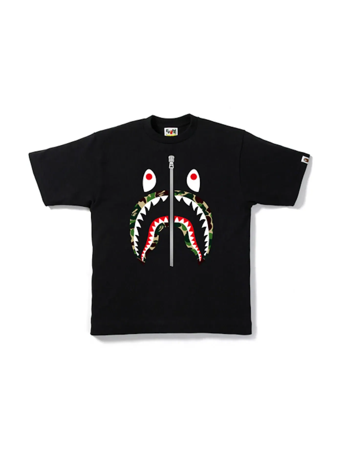 Мужская футболка с принтом BAPE ABC Shark Tee BAPE — изображение 1 из 2, черный/зеленый