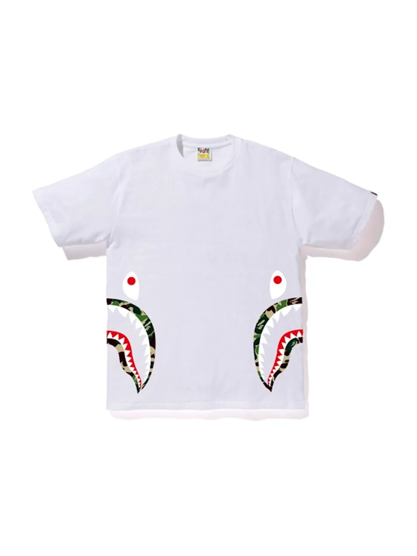 Мужская футболка с принтом ABC Side Shark BAPE — изображение 1 из 2, белый/зеленый