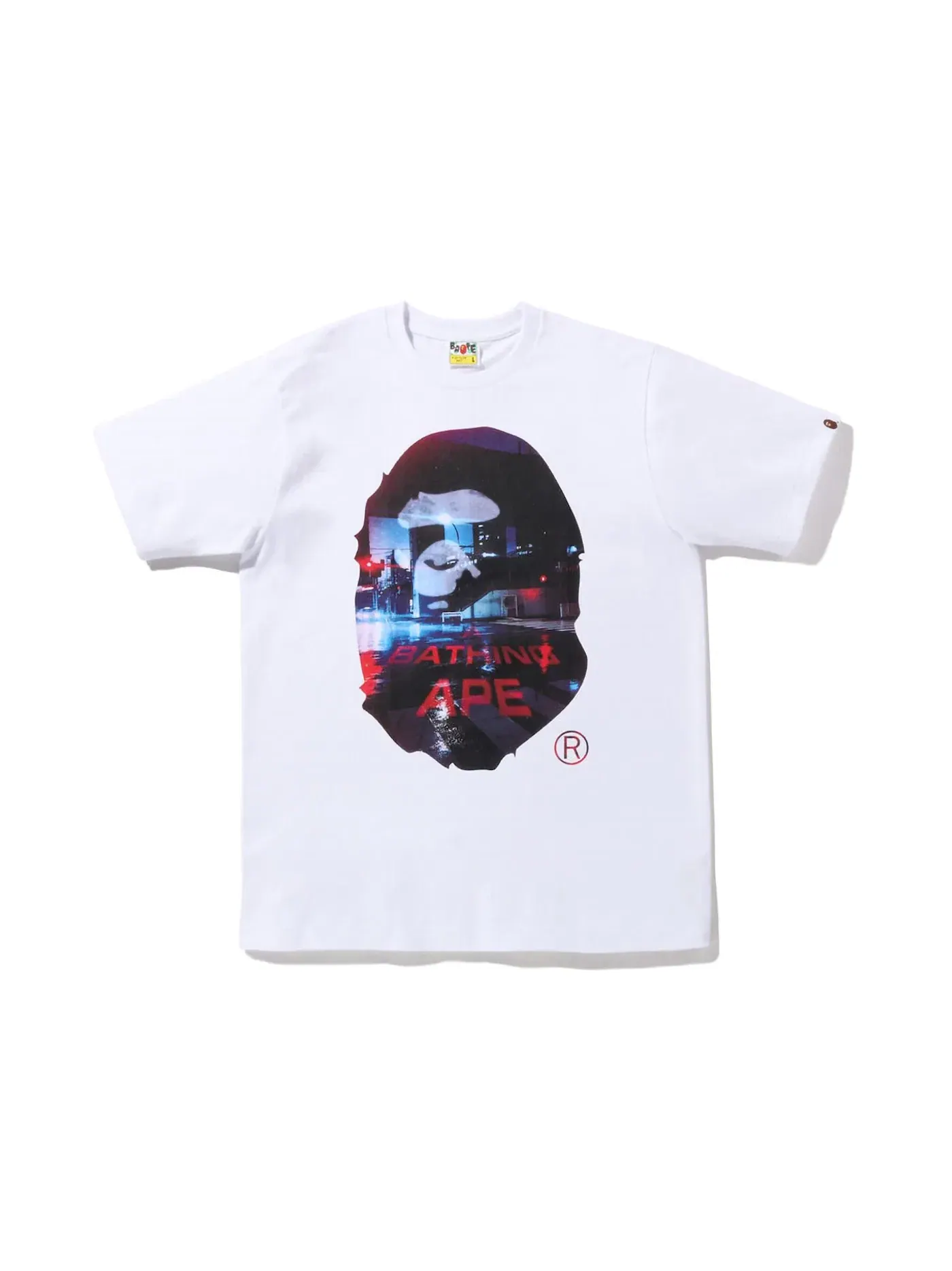 Мужская футболка с принтом BAPE Ape Back Street Tee — изображение 1 из 2, белый