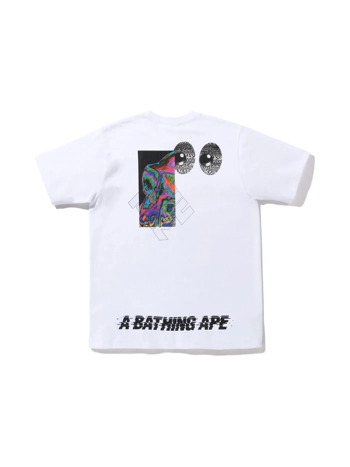 Мужская футболка с принтом BAPE Ape Glitch Tee — изображение 2 из 2, белый