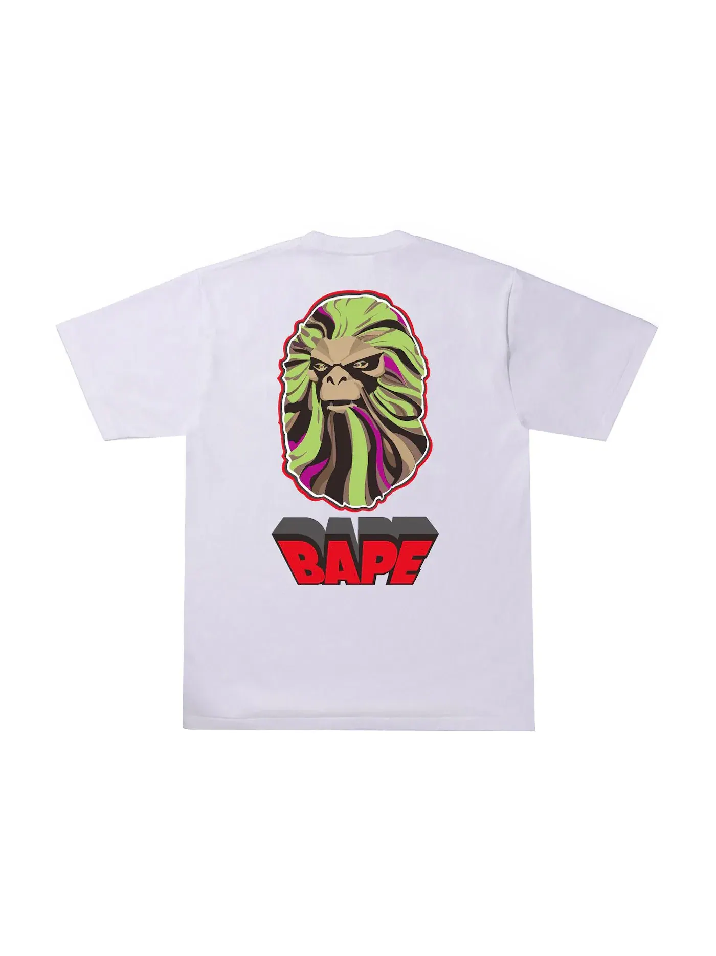 Мужская футболка с принтом BAPE Ape Head 1 Tee — изображение 2 из 2, белый