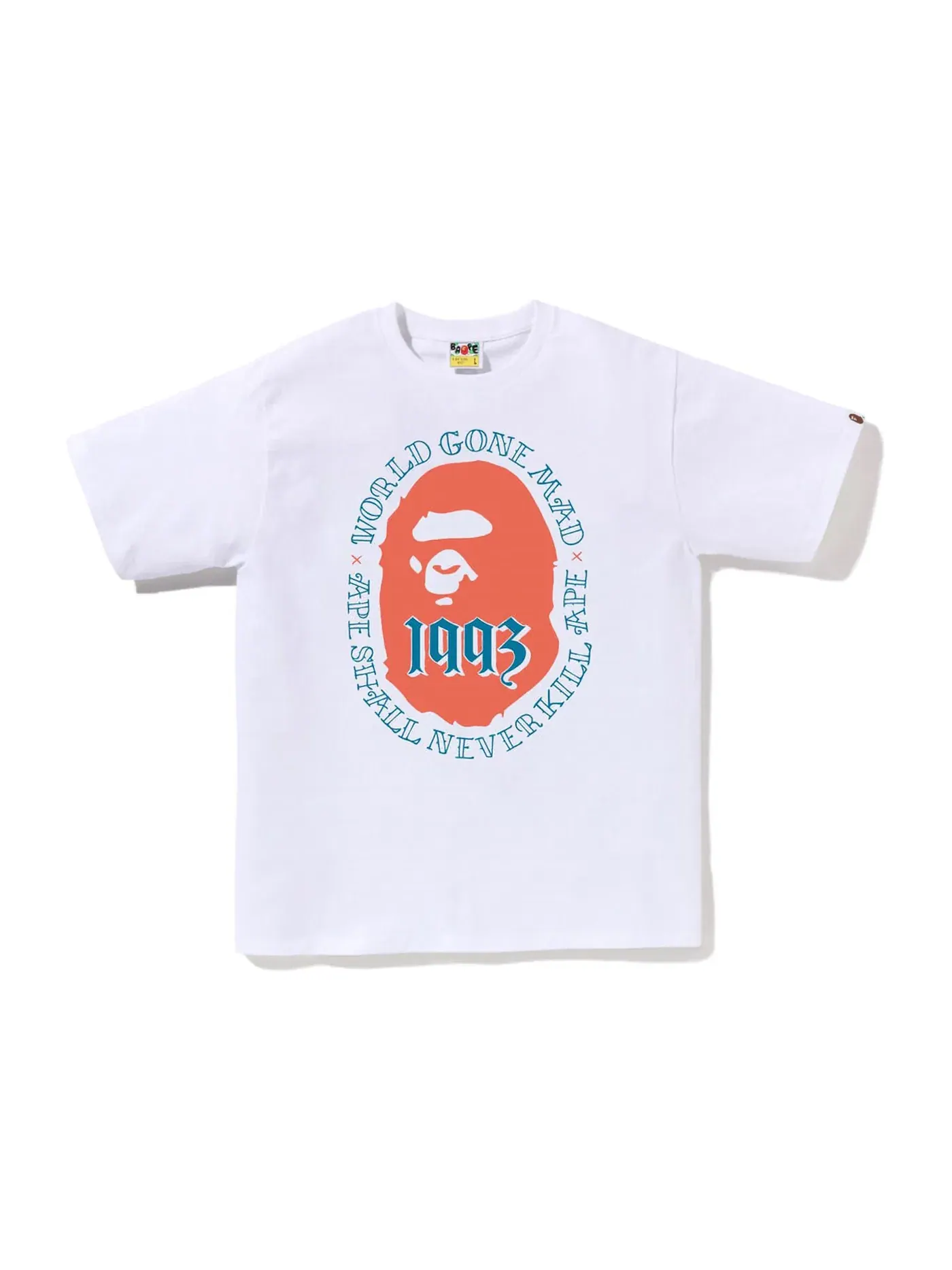 Мужская футболка с принтом Ape Head 1993 BAPE — изображение 1 из 2, белый